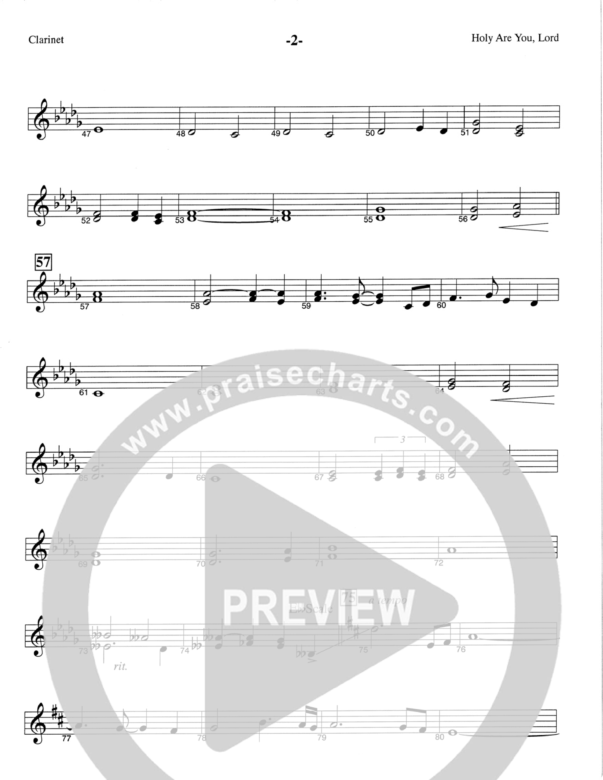 Holy Are You Lord (Choral Anthem SATB) Clarinet (The Brooklyn Tabernacle Choir / Arr. Carol Cymbala)