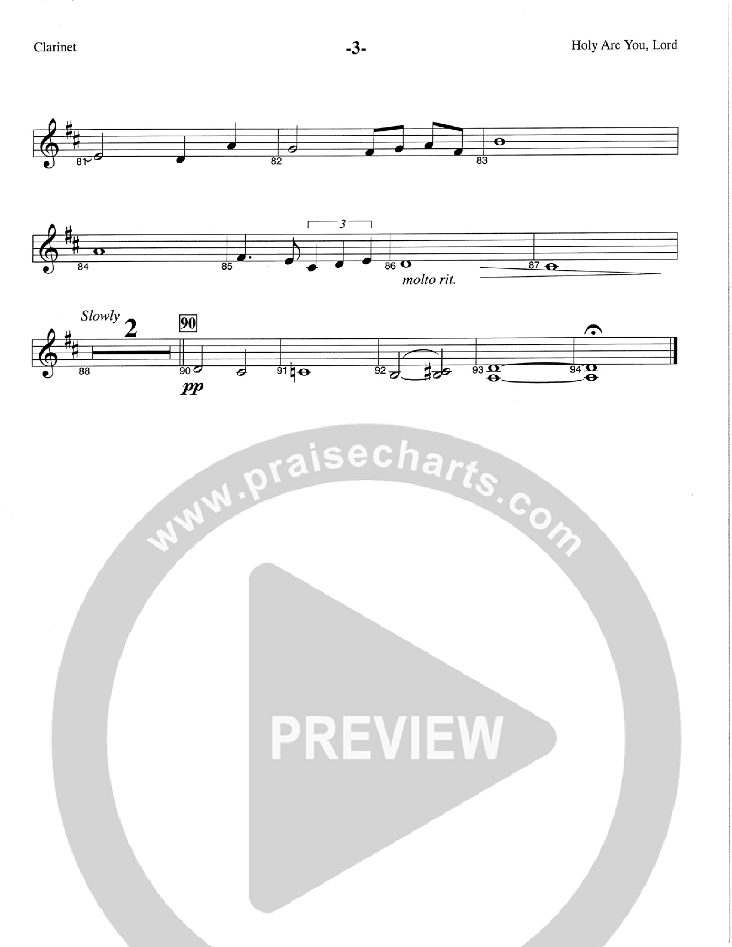 Holy Are You Lord (Choral Anthem SATB) Clarinet (The Brooklyn Tabernacle Choir / Arr. Carol Cymbala)
