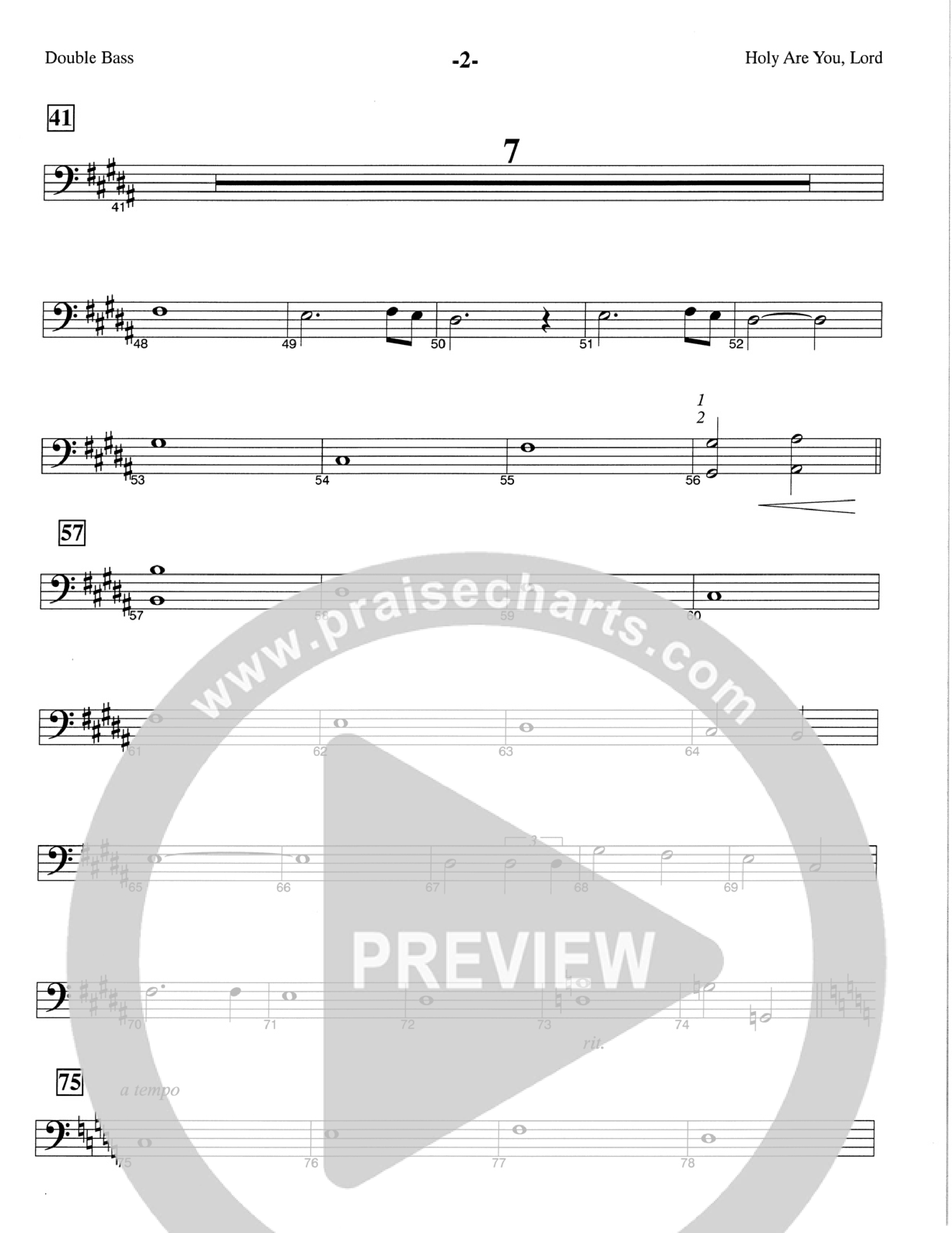 Holy Are You Lord (Choral Anthem SATB) Double Bass (The Brooklyn Tabernacle Choir / Arr. Carol Cymbala)