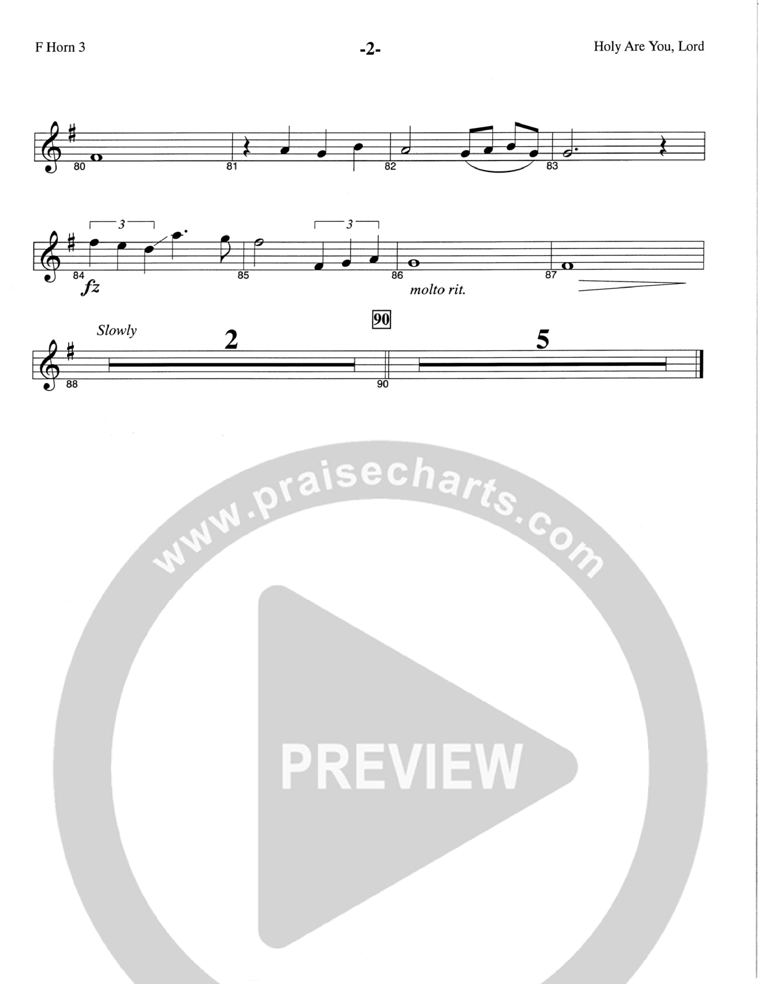 Holy Are You Lord (Choral Anthem SATB) French Horn 3 (The Brooklyn Tabernacle Choir / Arr. Carol Cymbala)