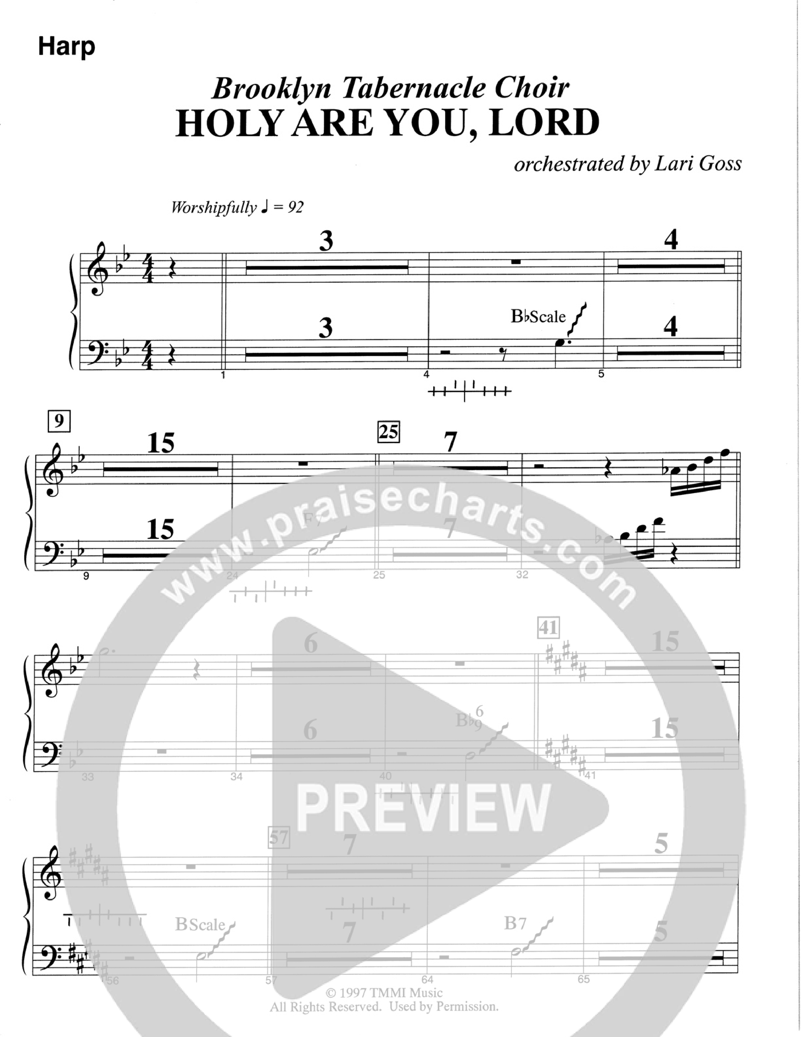 Holy Are You Lord (Choral Anthem SATB) Harp (The Brooklyn Tabernacle Choir / Arr. Carol Cymbala)