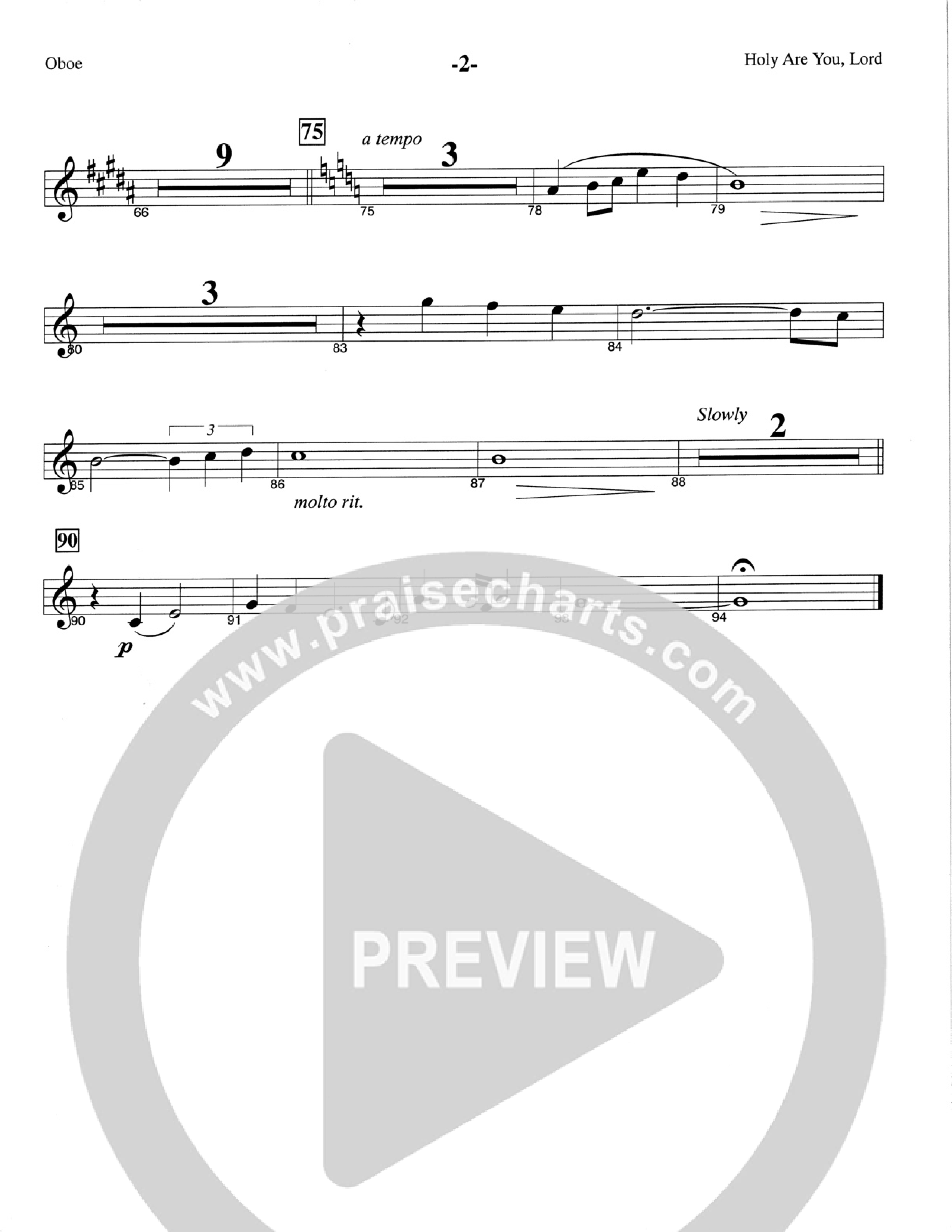 Holy Are You Lord (Choral Anthem SATB) Oboe (The Brooklyn Tabernacle Choir / Arr. Carol Cymbala)