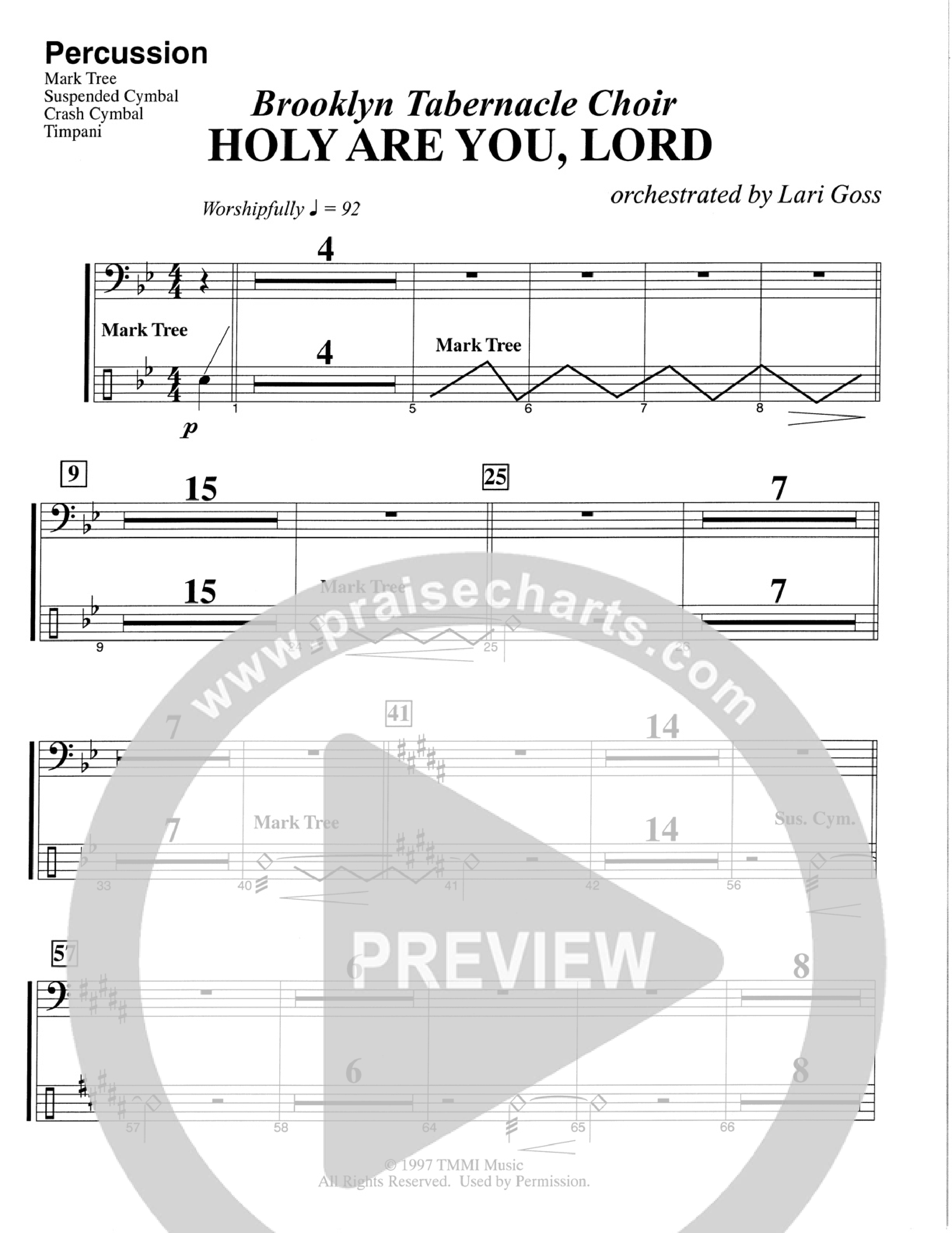 Holy Are You Lord (Choral Anthem SATB) Percussion (The Brooklyn Tabernacle Choir / Arr. Carol Cymbala)