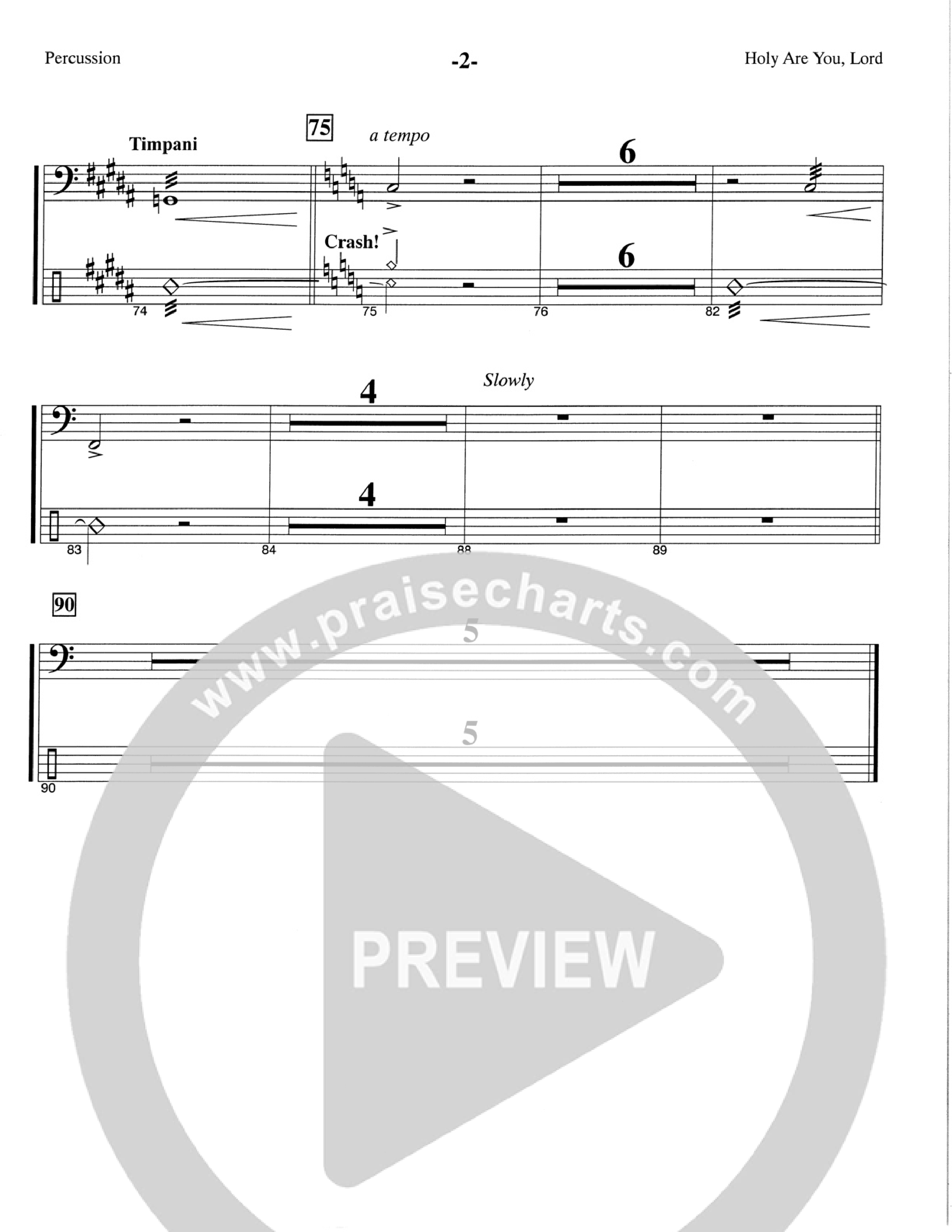Holy Are You Lord (Choral Anthem SATB) Percussion (The Brooklyn Tabernacle Choir / Arr. Carol Cymbala)