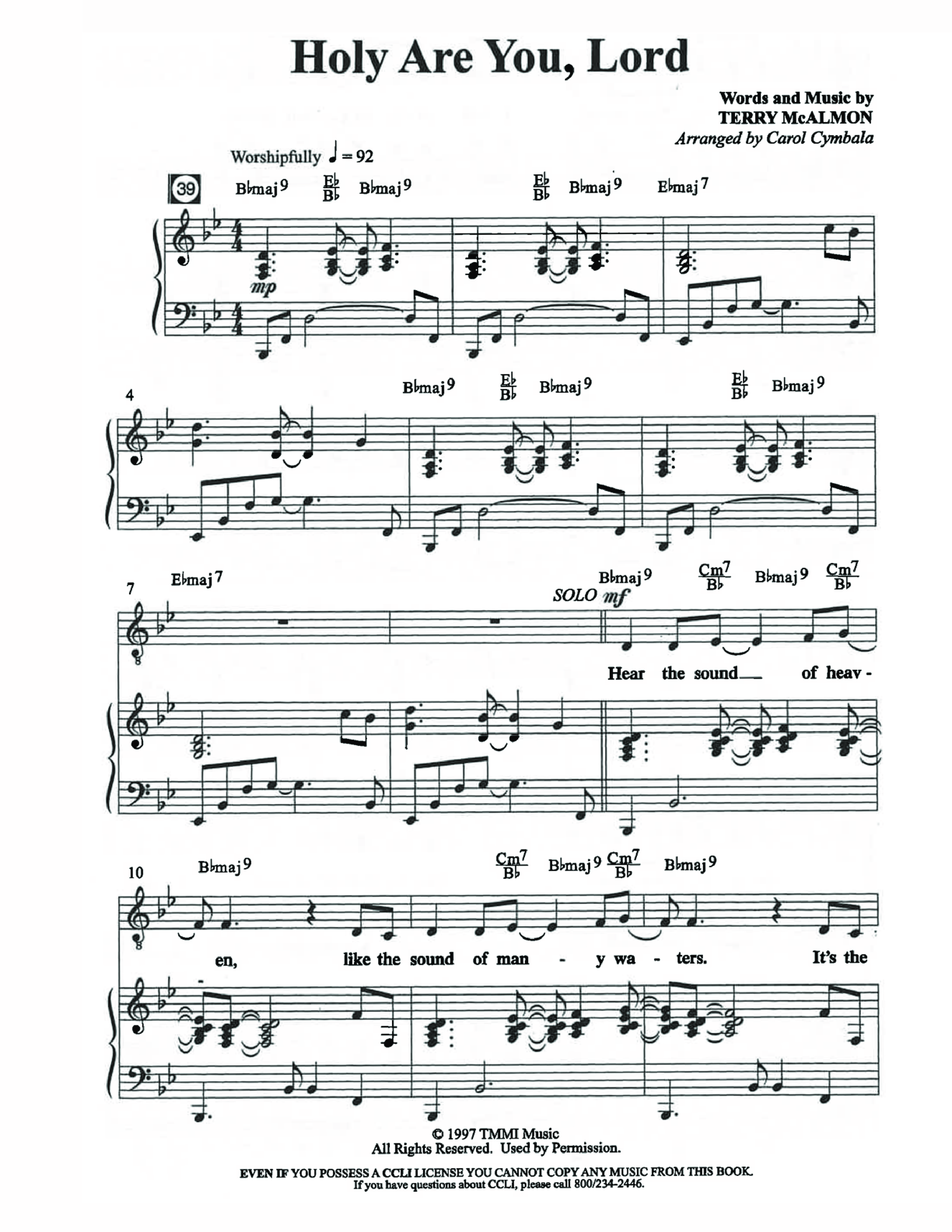 Holy Are You Lord (Choral Anthem SATB) Anthem (SATB/Piano) (The Brooklyn Tabernacle Choir / Arr. Carol Cymbala)