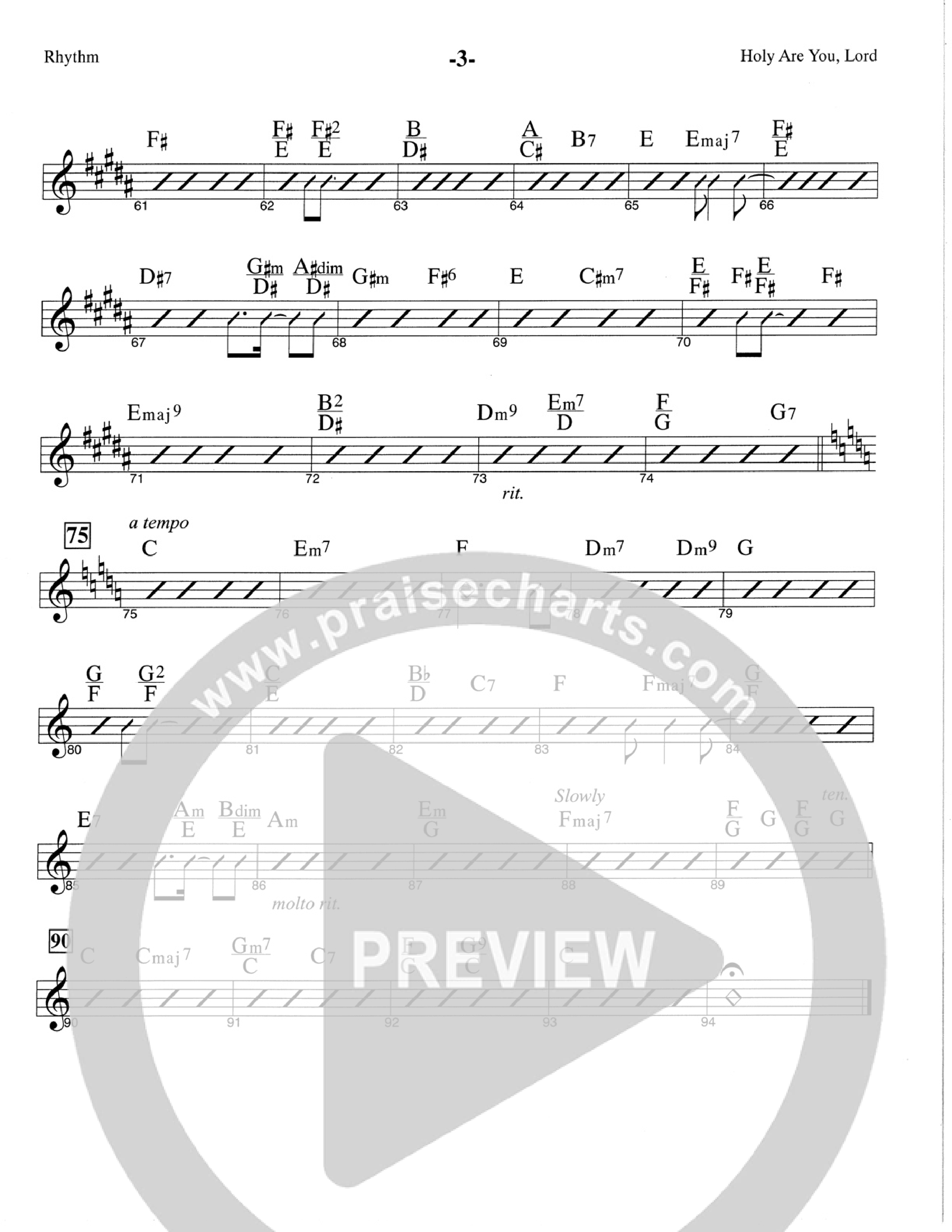 Holy Are You Lord (Choral Anthem SATB) Rhythm Chart (The Brooklyn Tabernacle Choir / Arr. Carol Cymbala)