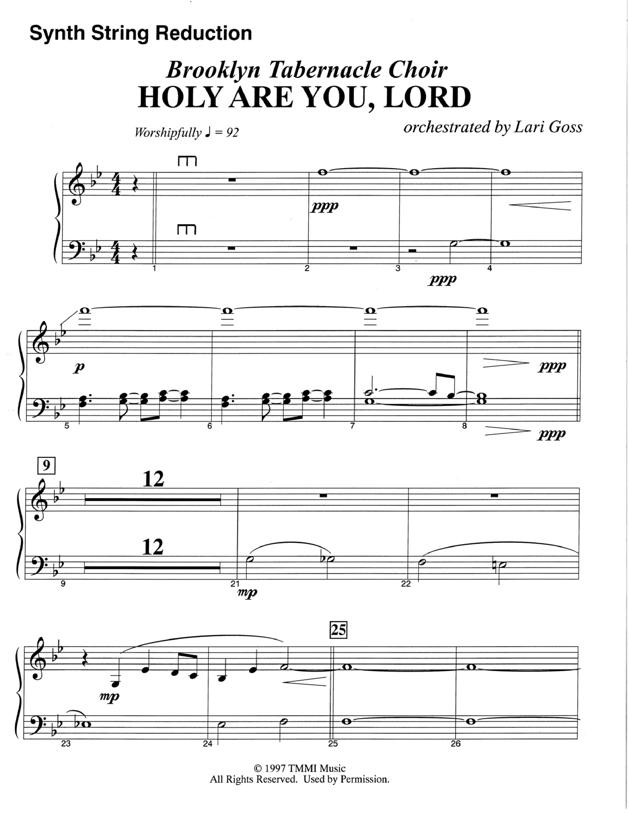 Holy Are You Lord (Choral Anthem SATB) String Reduction (The Brooklyn Tabernacle Choir / Arr. Carol Cymbala)