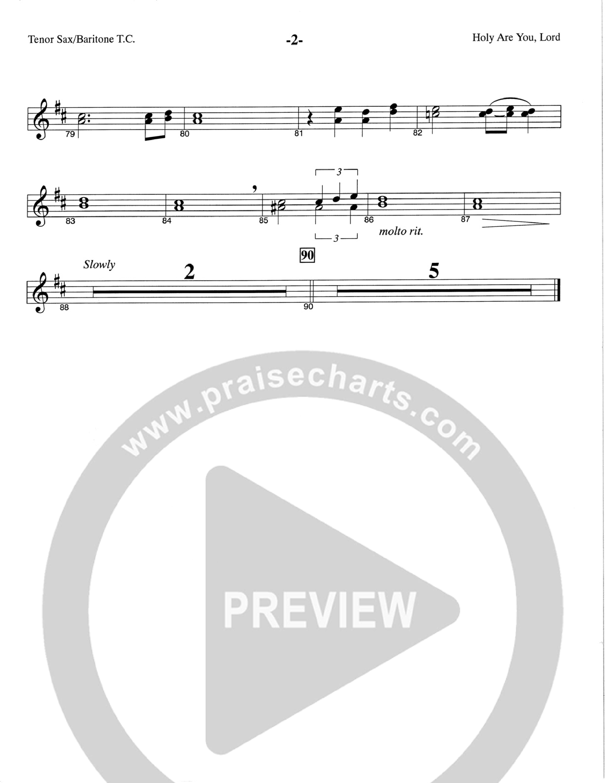Holy Are You Lord (Choral Anthem SATB) Tenor Sax/Baritone T.C. (The Brooklyn Tabernacle Choir / Arr. Carol Cymbala)