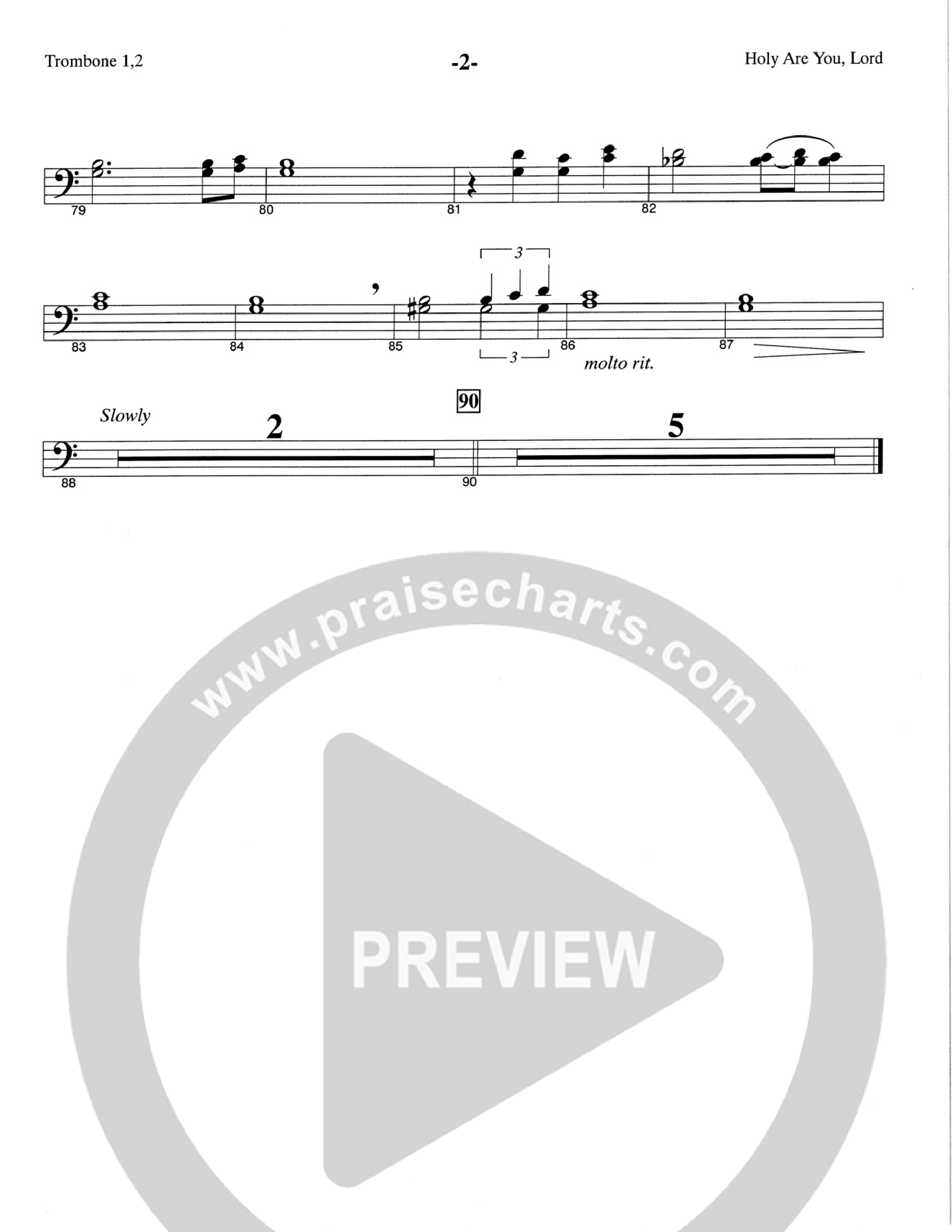 Holy Are You Lord (Choral Anthem SATB) Trombone 1/2 (The Brooklyn Tabernacle Choir / Arr. Carol Cymbala)