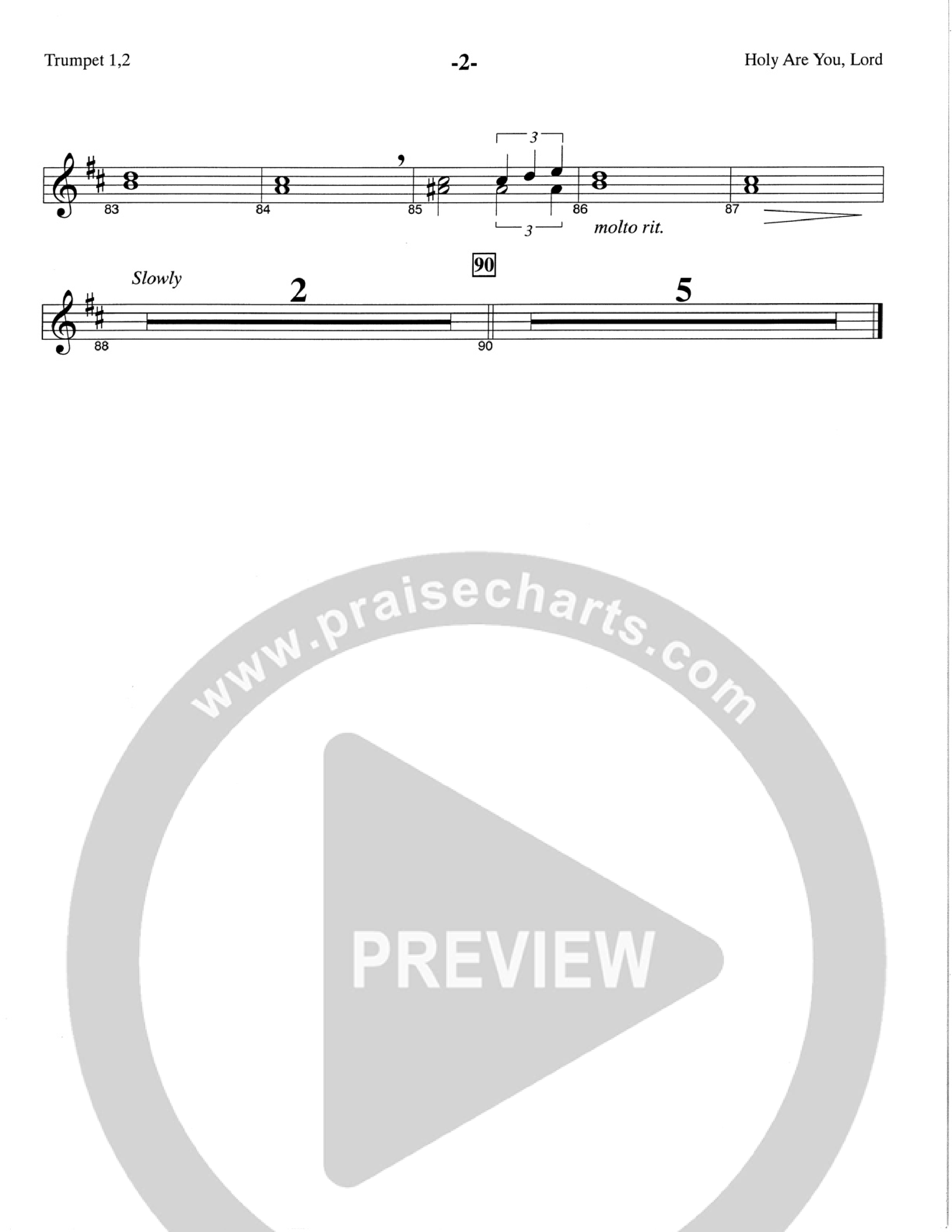 Holy Are You Lord (Choral Anthem SATB) Trumpet 1,2 (The Brooklyn Tabernacle Choir / Arr. Carol Cymbala)