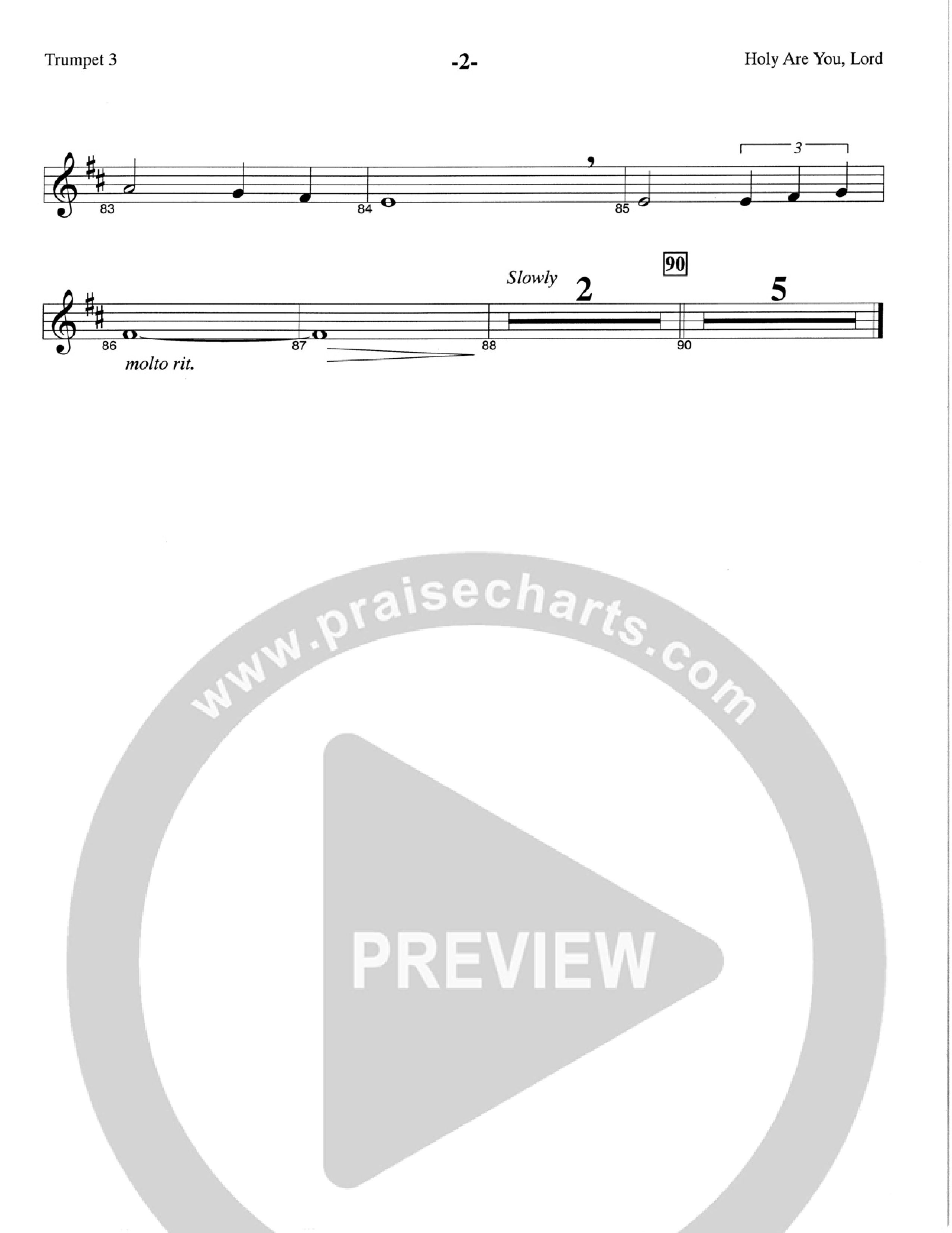 Holy Are You Lord (Choral Anthem SATB) Trumpet 3 (The Brooklyn Tabernacle Choir / Arr. Carol Cymbala)