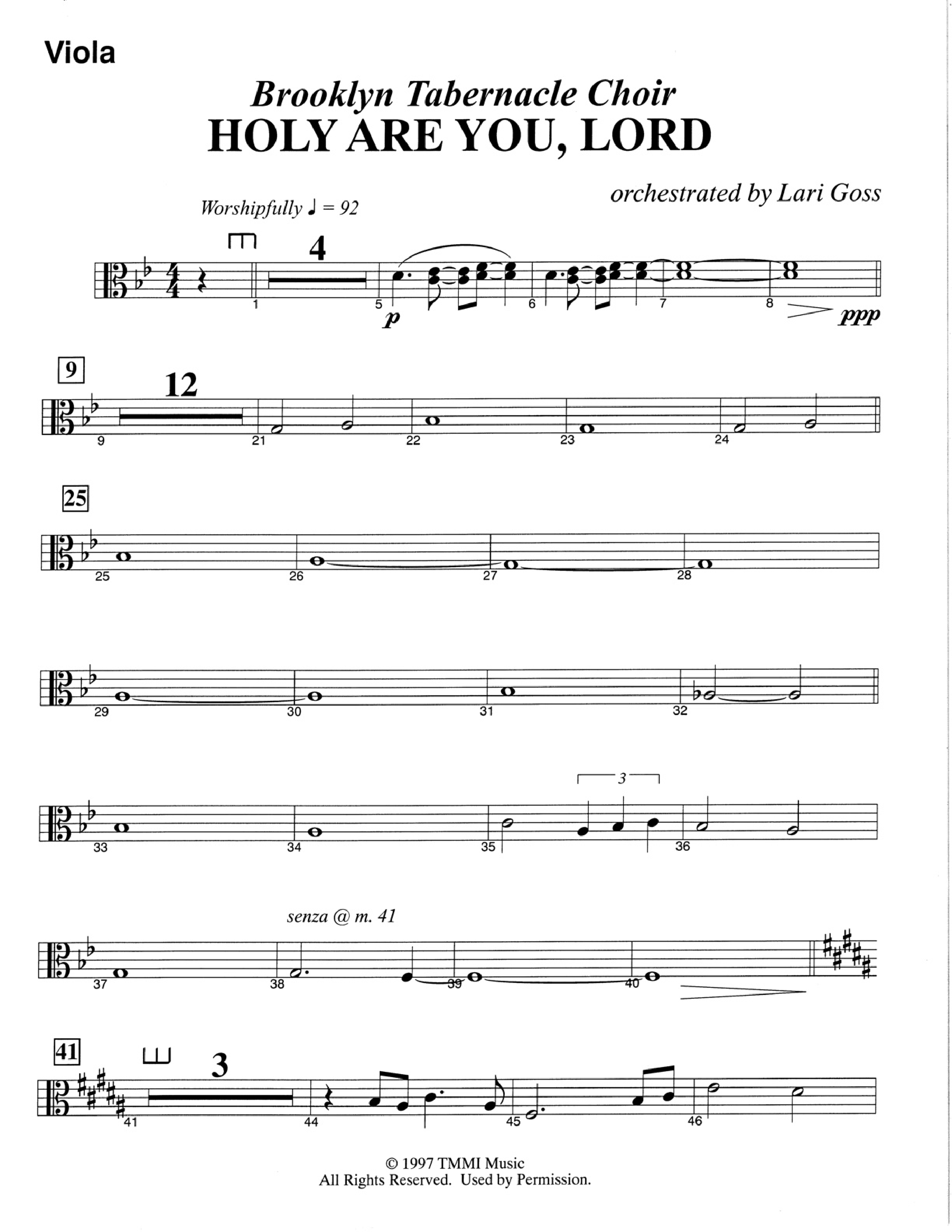 Holy Are You Lord (Choral Anthem SATB) Viola (The Brooklyn Tabernacle Choir / Arr. Carol Cymbala)
