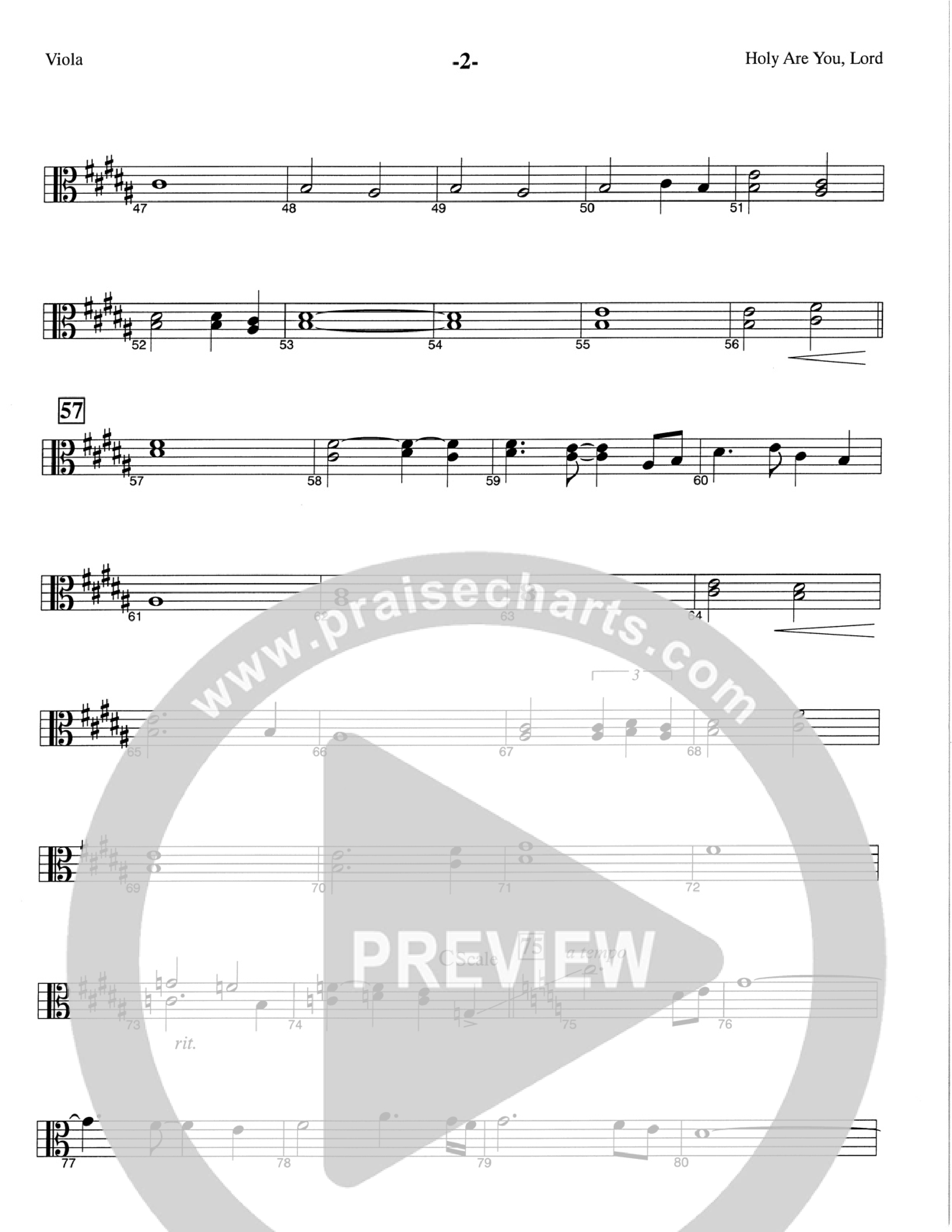 Holy Are You Lord (Choral Anthem SATB) Viola (The Brooklyn Tabernacle Choir / Arr. Carol Cymbala)