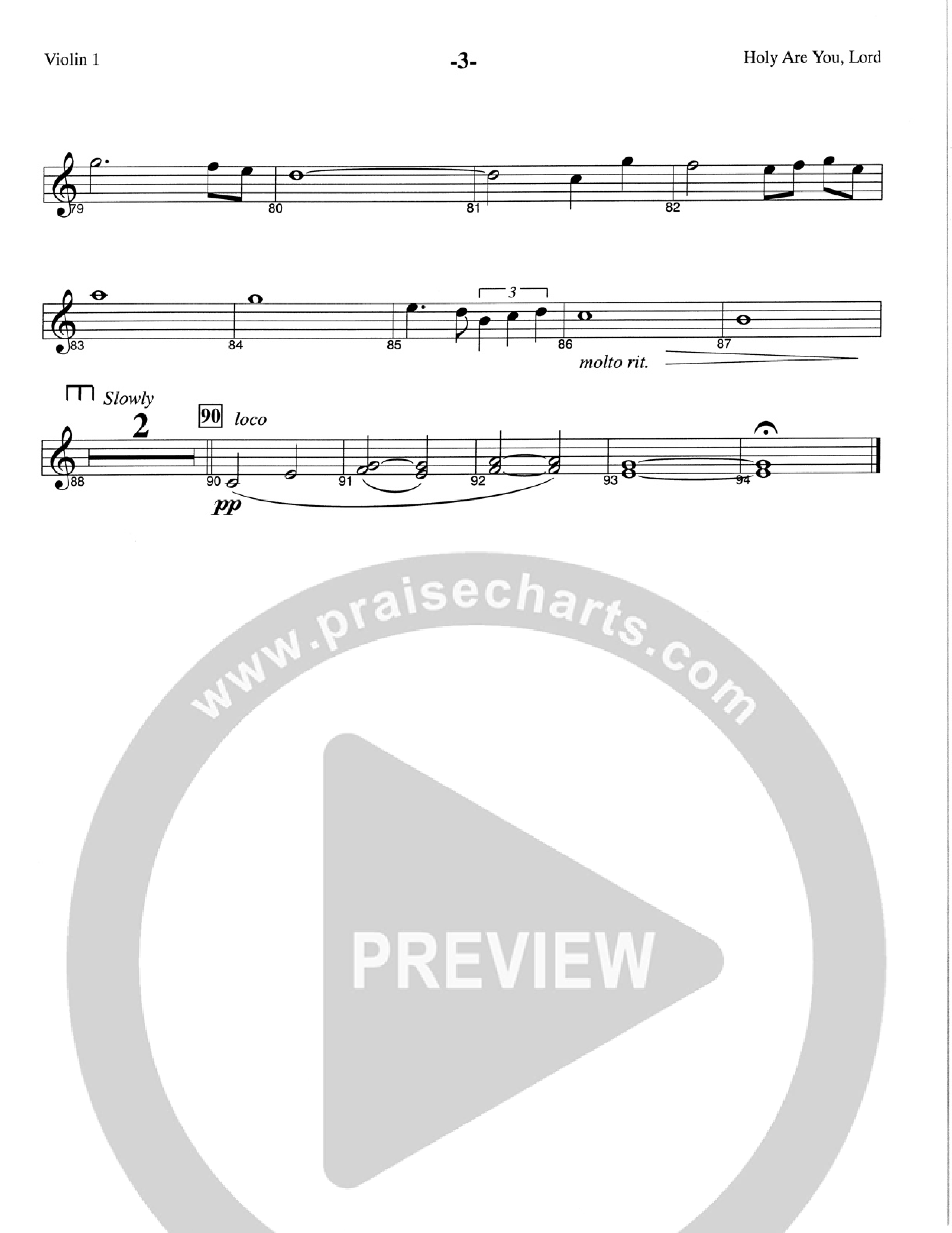 Holy Are You Lord (Choral Anthem SATB) Violin 1 (The Brooklyn Tabernacle Choir / Arr. Carol Cymbala)