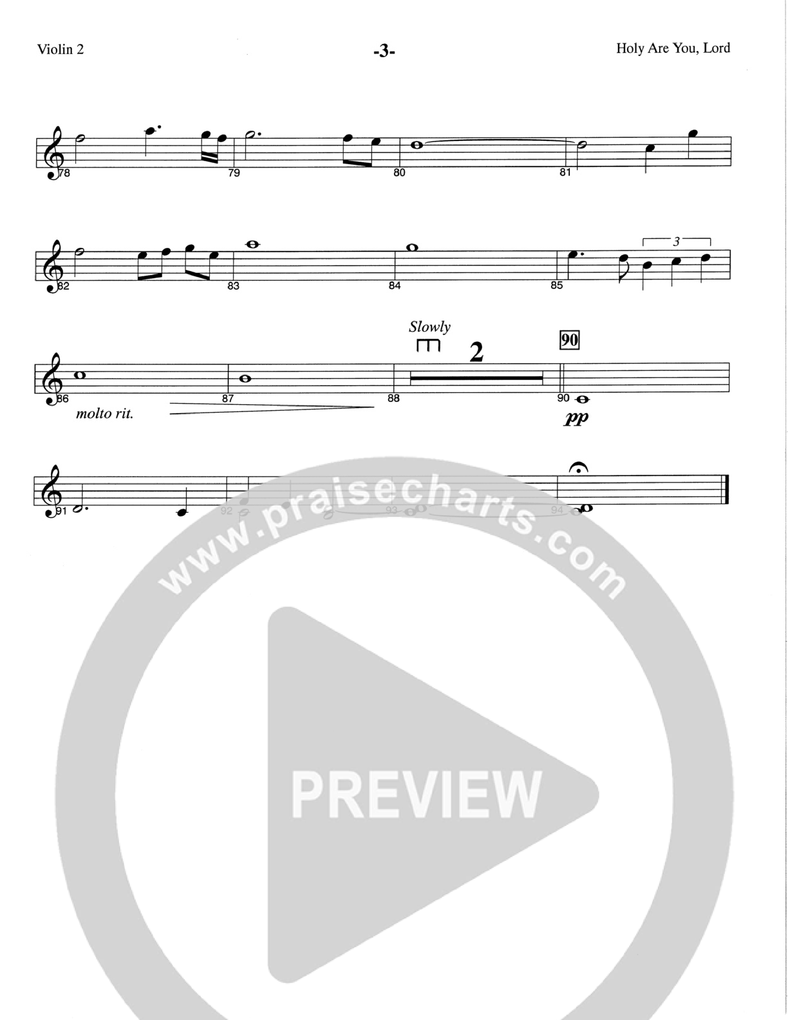 Holy Are You Lord (Choral Anthem SATB) Violin 2 (The Brooklyn Tabernacle Choir / Arr. Carol Cymbala)