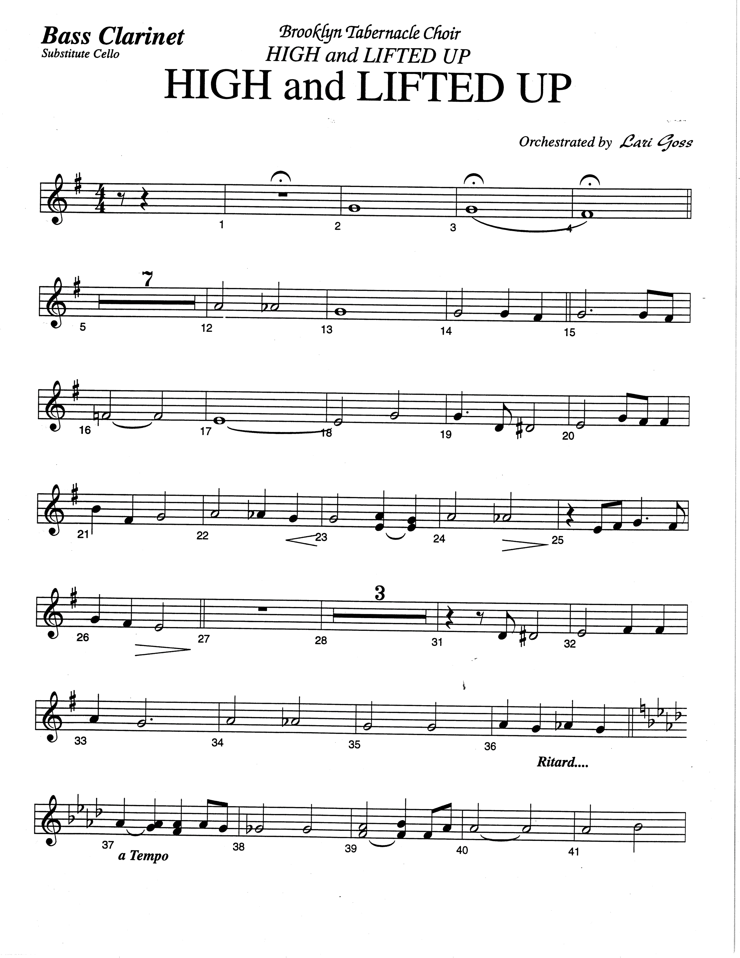 High And Lifted Up (Choral Anthem SATB) Bass Clarinet (The Brooklyn Tabernacle Choir / Arr. Carol Cymbala)