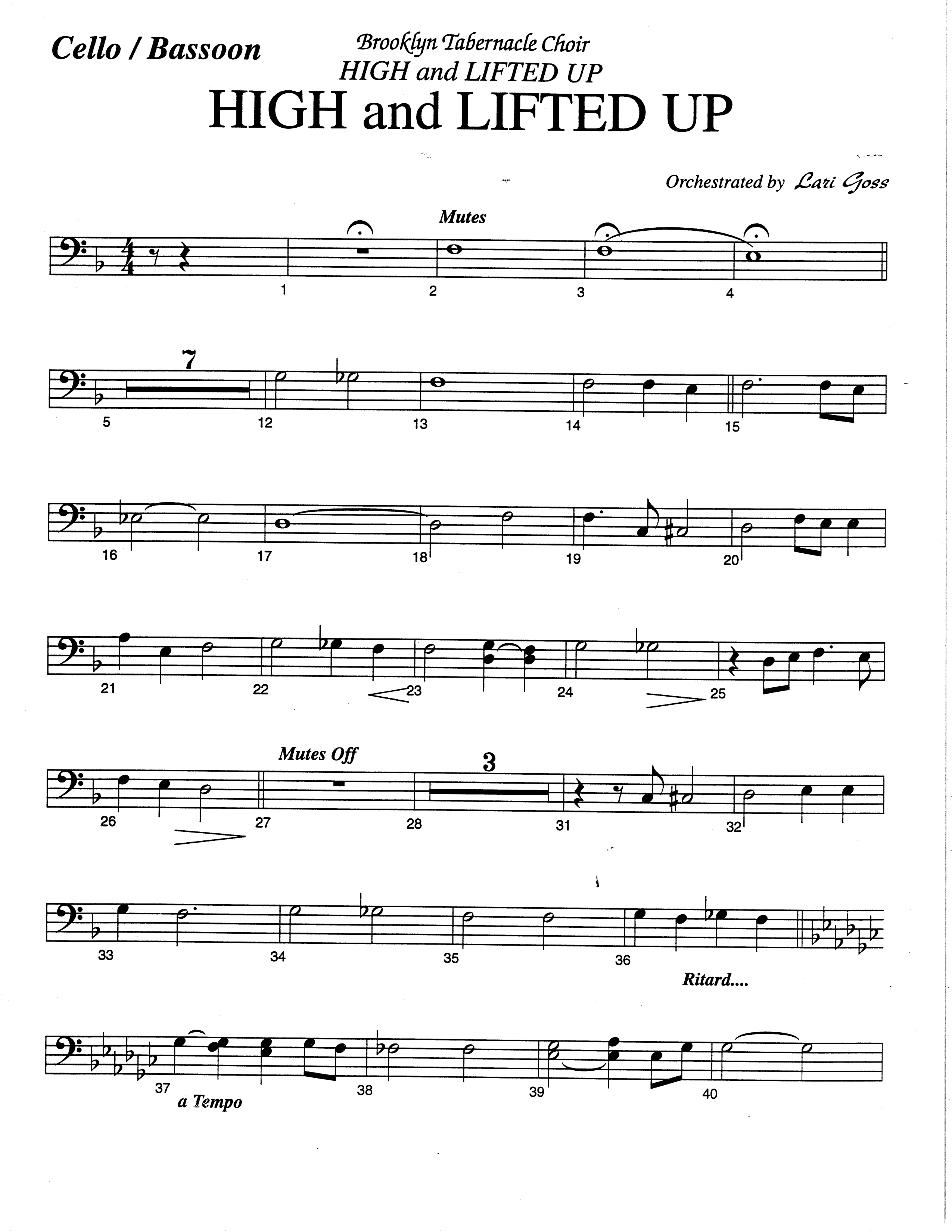 High And Lifted Up (Choral Anthem SATB) Bassoon (The Brooklyn Tabernacle Choir / Arr. Carol Cymbala)