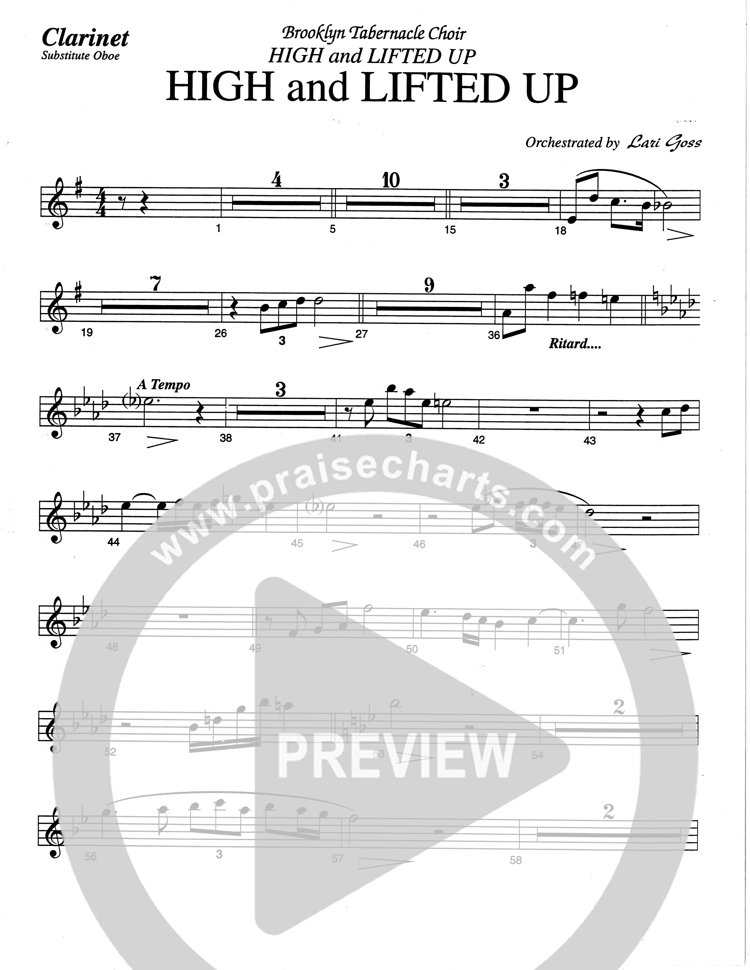 High And Lifted Up (Choral Anthem SATB) Clarinet (The Brooklyn Tabernacle Choir / Arr. Carol Cymbala)