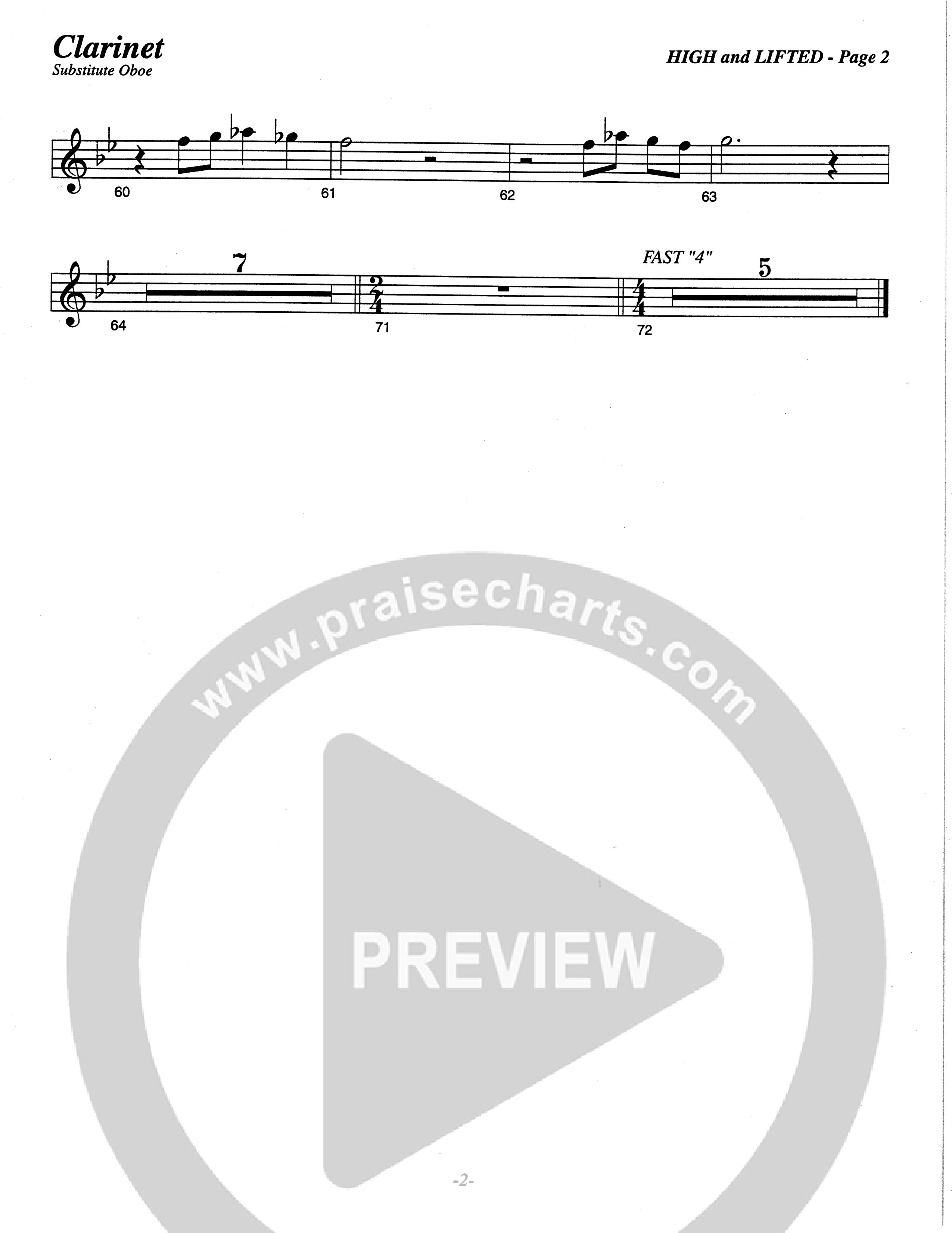 High And Lifted Up (Choral Anthem SATB) Clarinet (The Brooklyn Tabernacle Choir / Arr. Carol Cymbala)