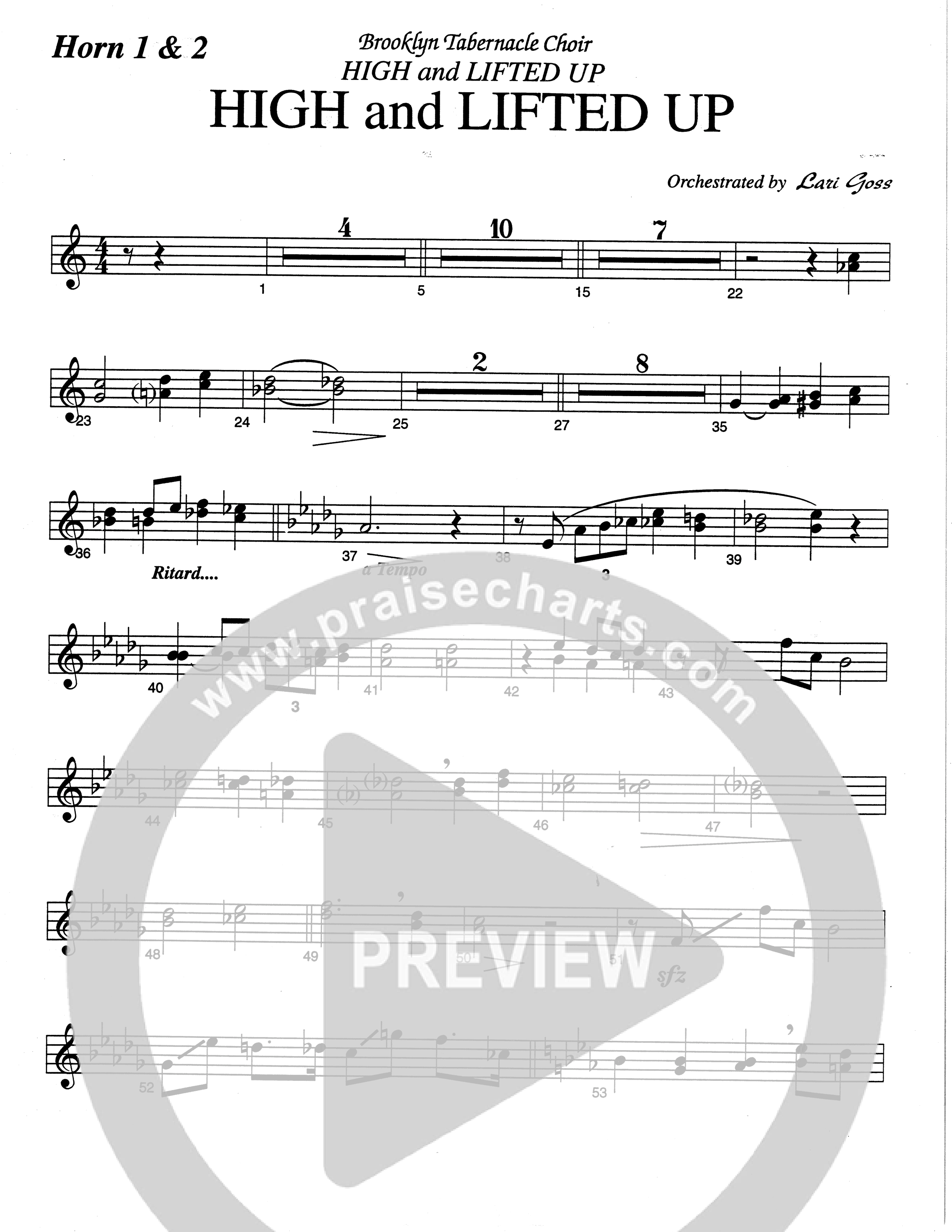 High And Lifted Up (Choral Anthem SATB) French Horn 1/2 (The Brooklyn Tabernacle Choir / Arr. Carol Cymbala)
