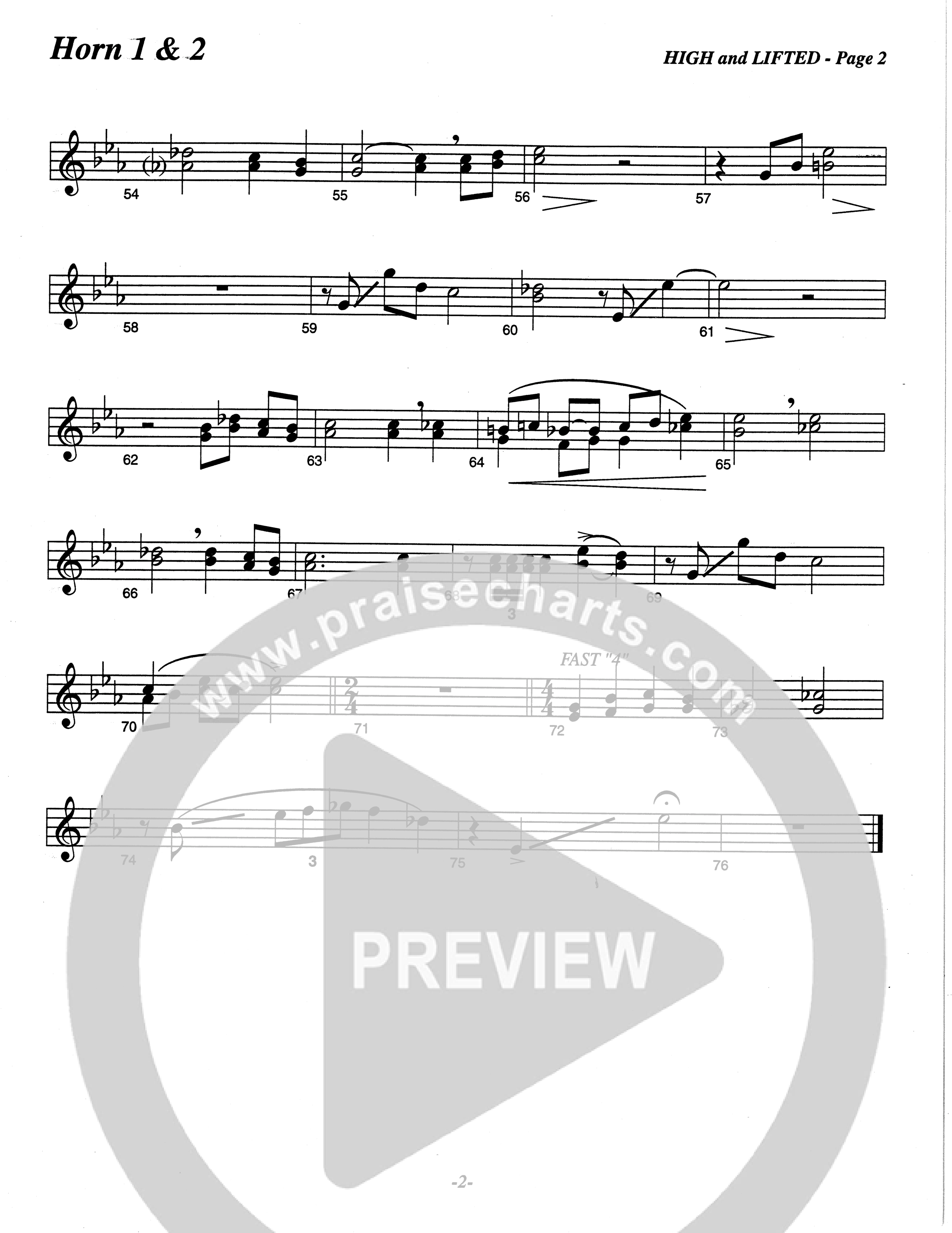 High And Lifted Up (Choral Anthem SATB) French Horn 1/2 (The Brooklyn Tabernacle Choir / Arr. Carol Cymbala)