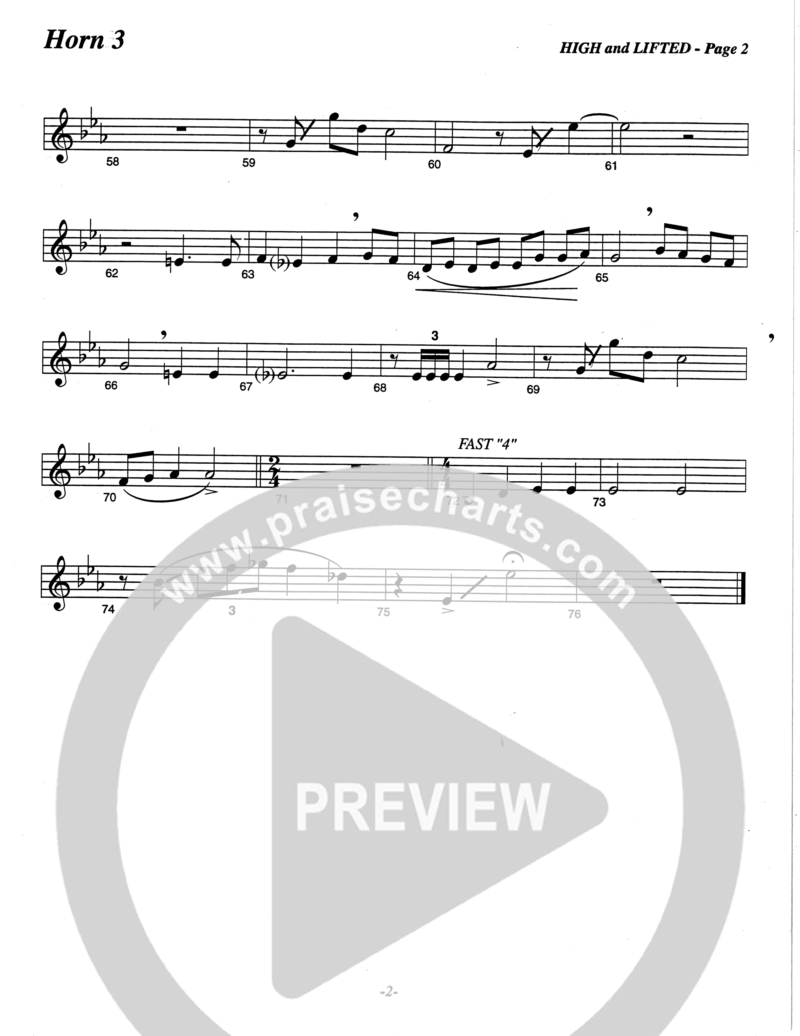 High And Lifted Up (Choral Anthem SATB) French Horn 3 (The Brooklyn Tabernacle Choir / Arr. Carol Cymbala)