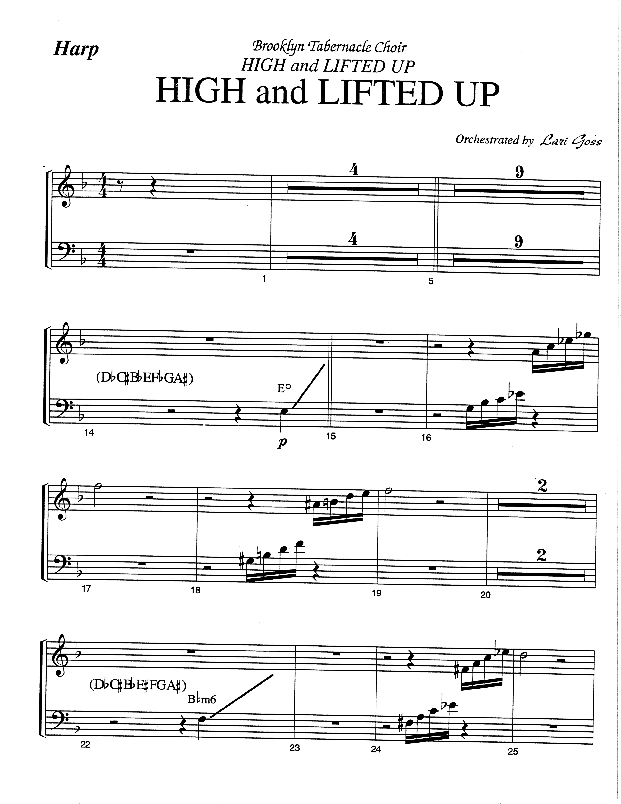 High And Lifted Up (Choral Anthem SATB) Harp (The Brooklyn Tabernacle Choir / Arr. Carol Cymbala)