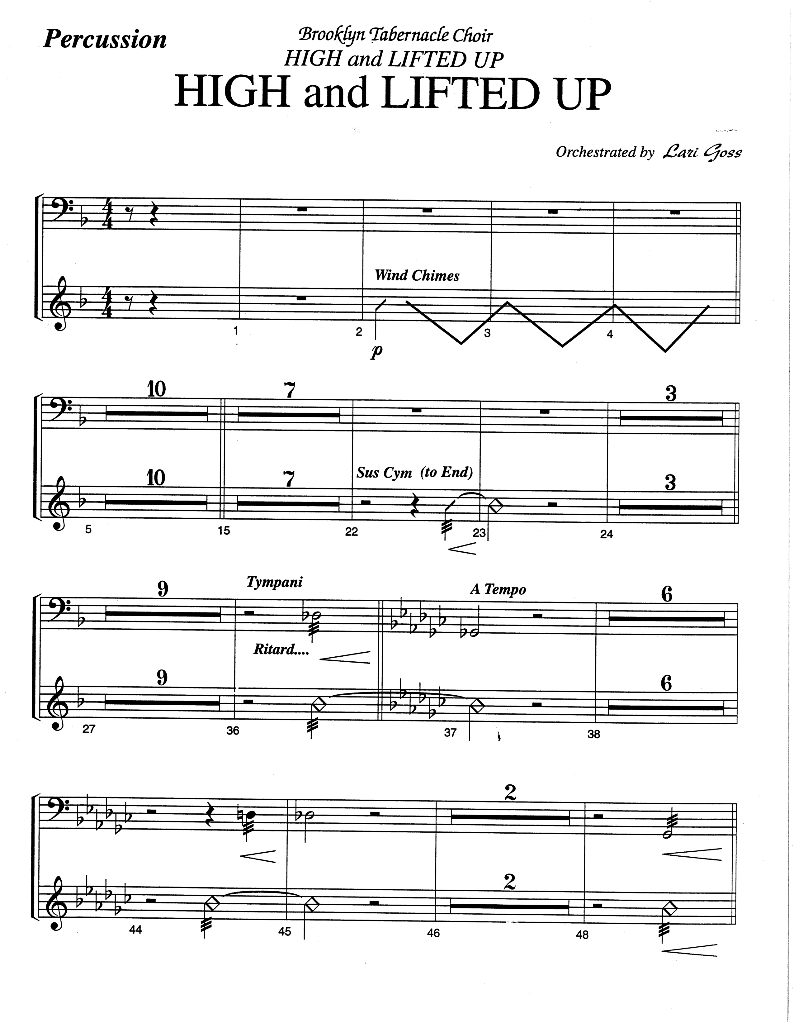 High And Lifted Up (Choral Anthem SATB) Percussion (The Brooklyn Tabernacle Choir / Arr. Carol Cymbala)