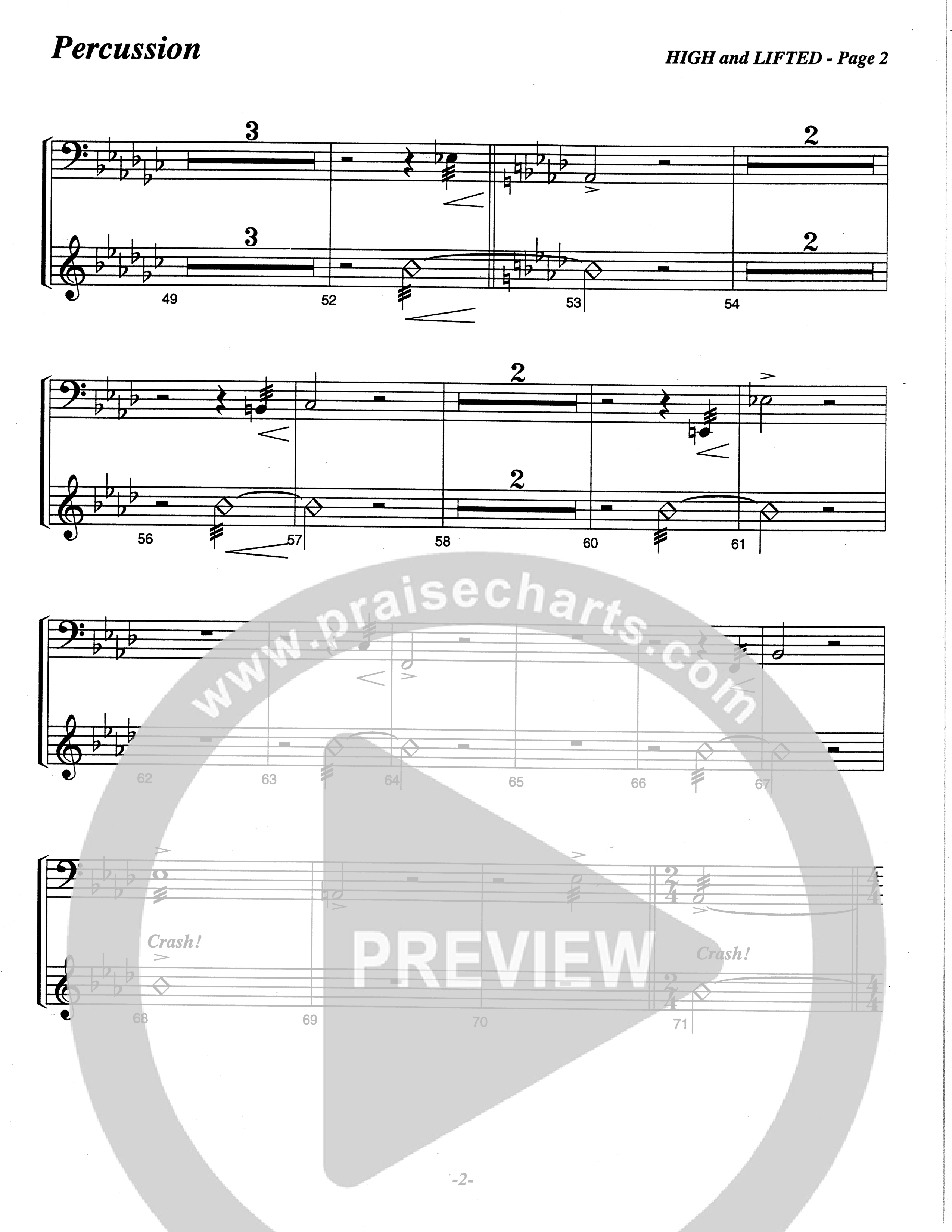 High And Lifted Up (Choral Anthem SATB) Percussion (The Brooklyn Tabernacle Choir / Arr. Carol Cymbala)