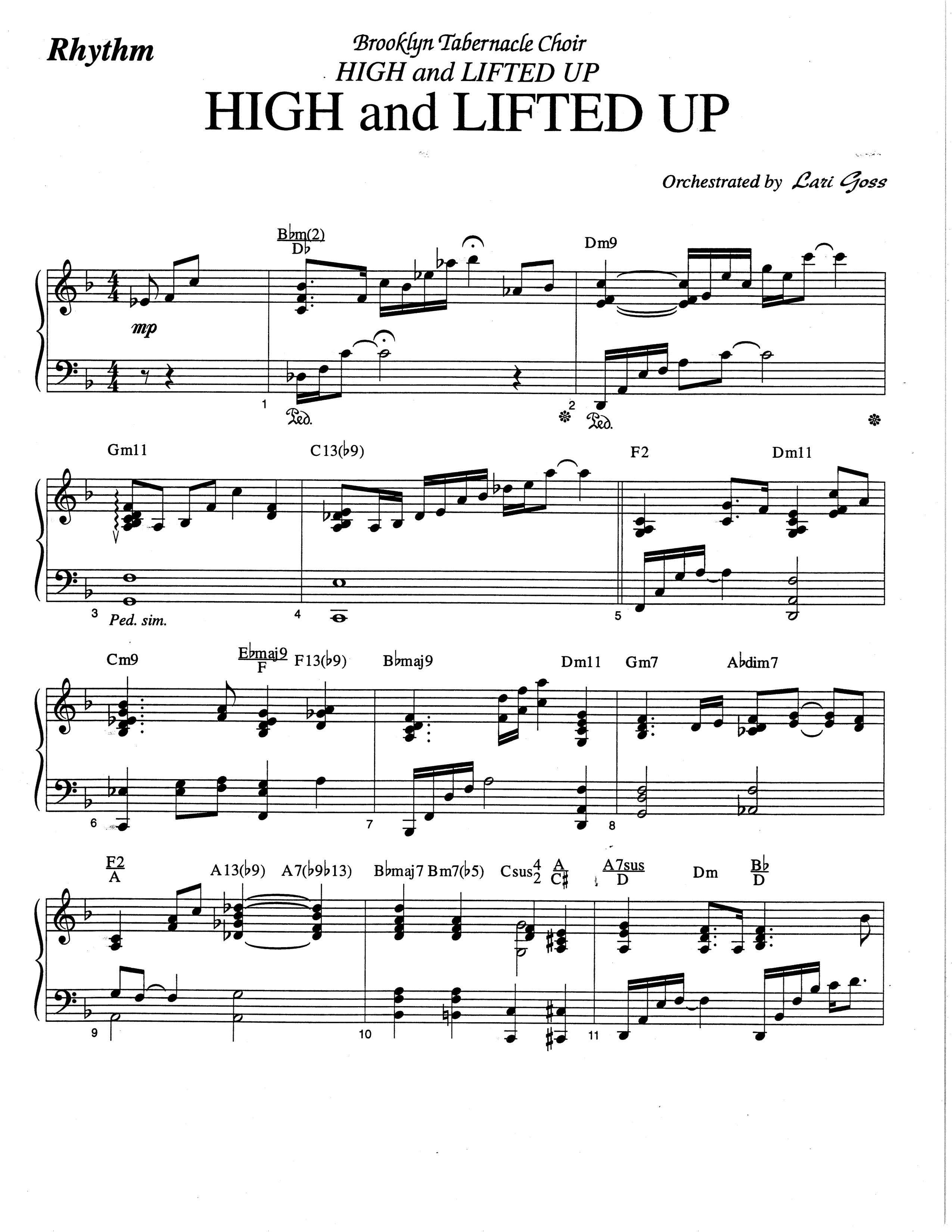 High And Lifted Up (Choral Anthem SATB) Rhythm Chart (The Brooklyn Tabernacle Choir / Arr. Carol Cymbala)