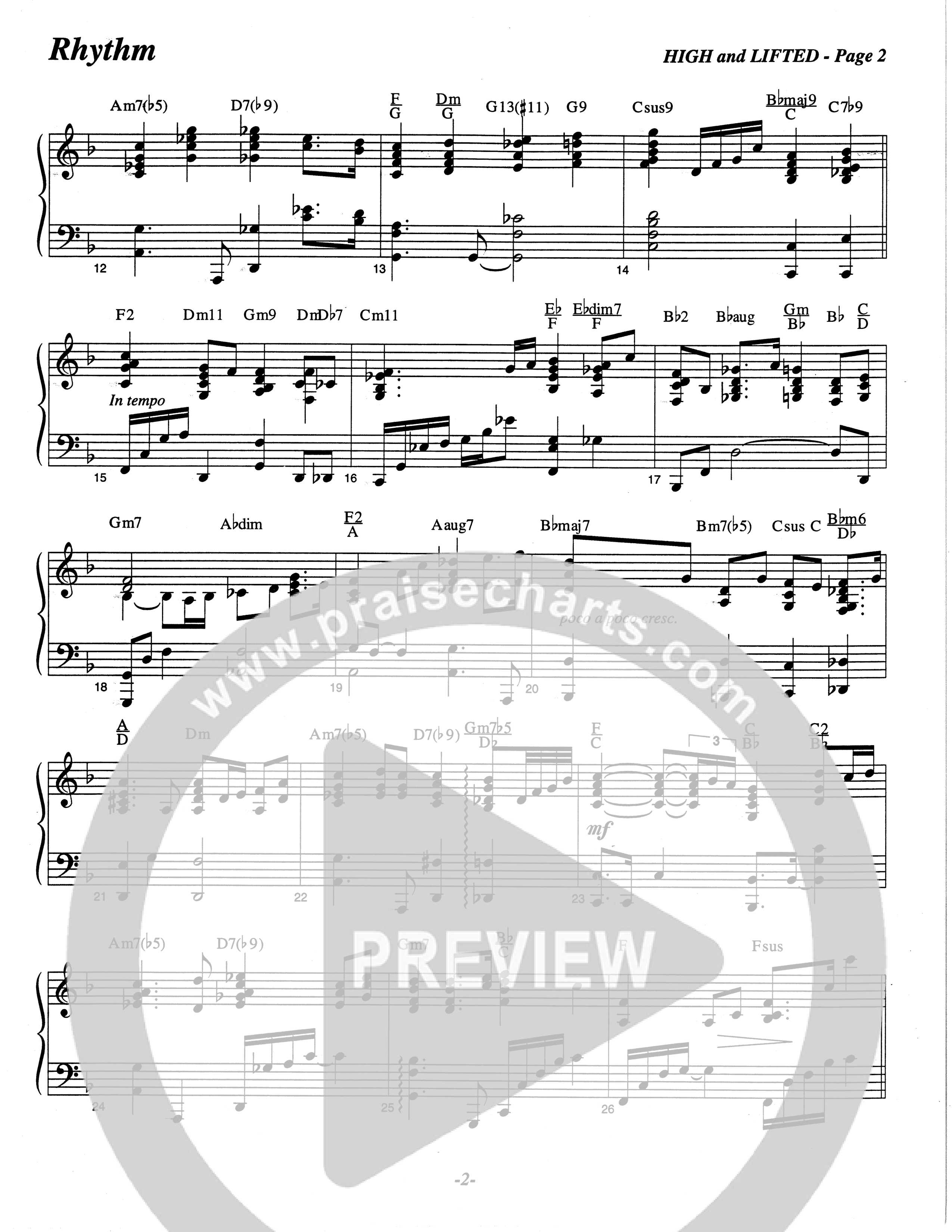 High And Lifted Up (Choral Anthem SATB) Rhythm Chart (The Brooklyn Tabernacle Choir / Arr. Carol Cymbala)