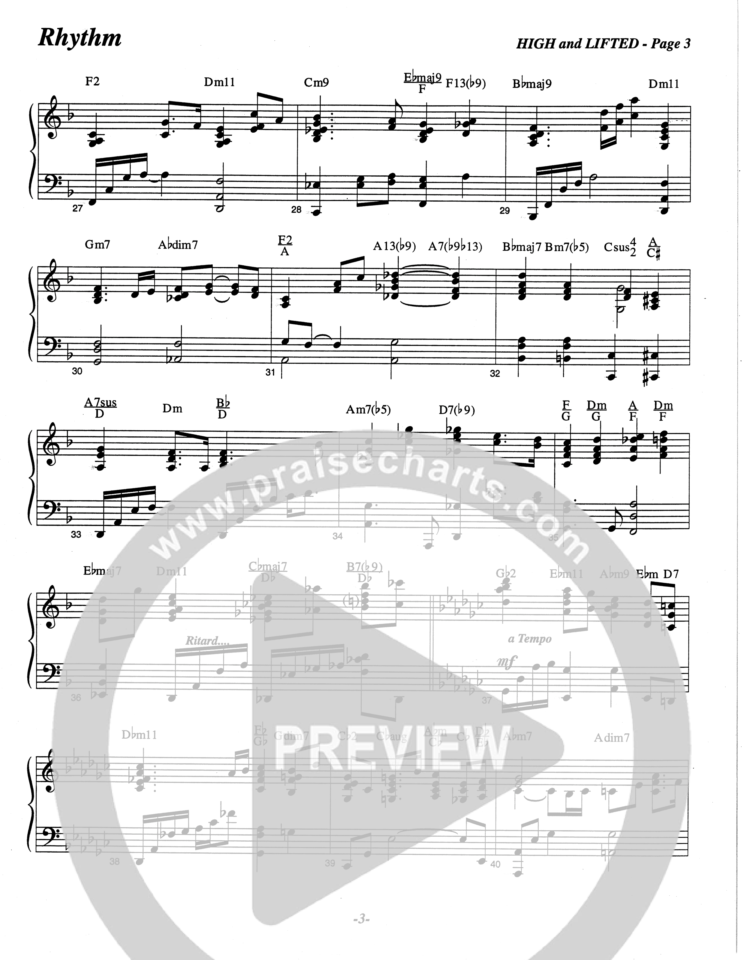 High And Lifted Up (Choral Anthem SATB) Rhythm Chart (The Brooklyn Tabernacle Choir / Arr. Carol Cymbala)