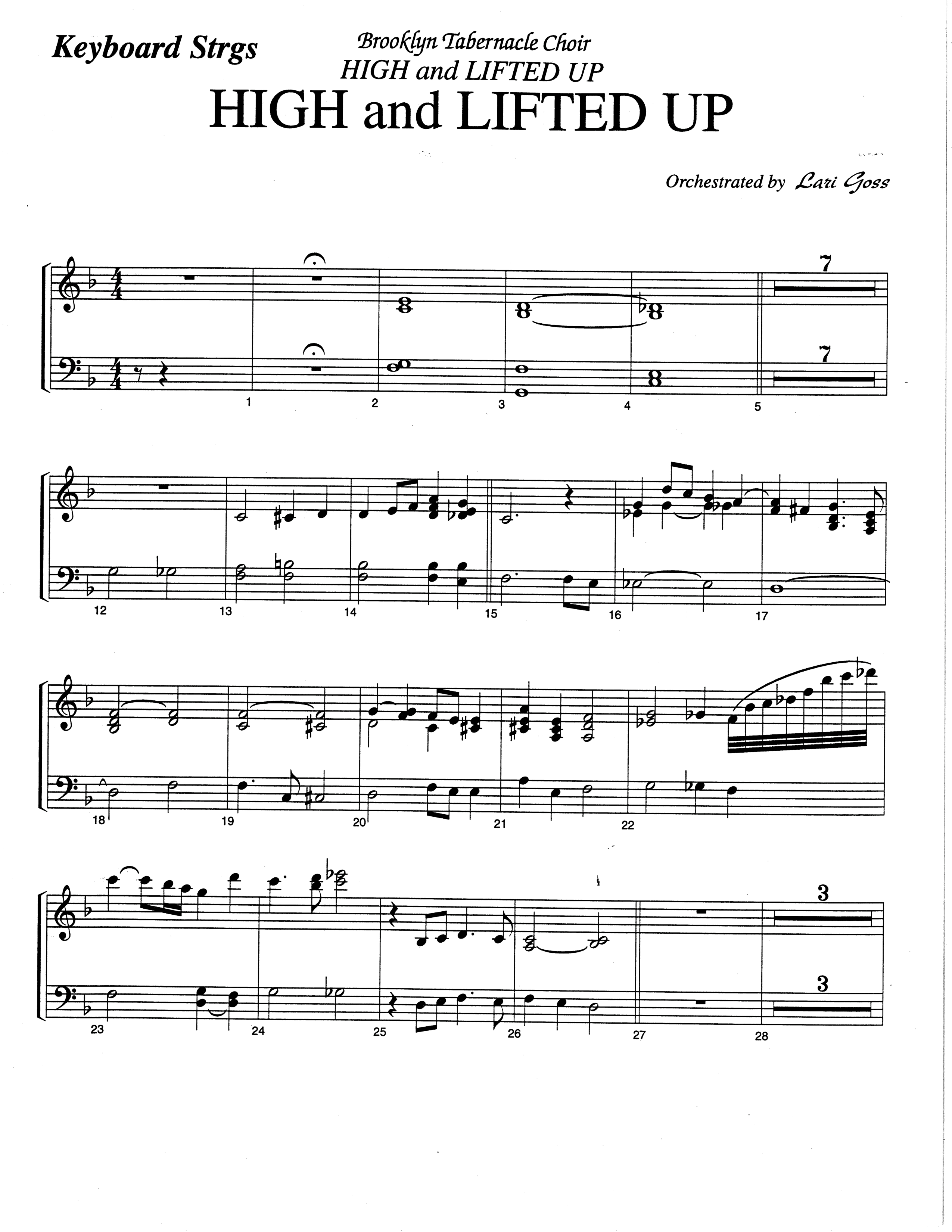 High And Lifted Up (Choral Anthem SATB) String Reduction (The Brooklyn Tabernacle Choir / Arr. Carol Cymbala)