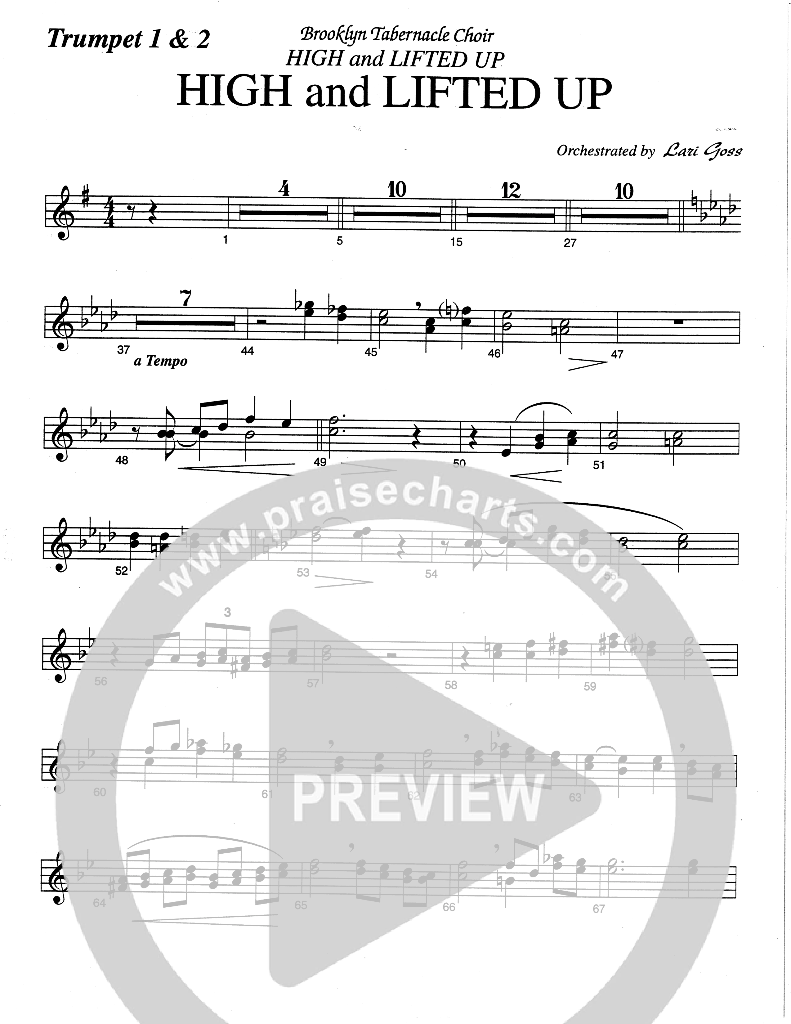 High And Lifted Up (Choral Anthem SATB) Trumpet 1,2 (The Brooklyn Tabernacle Choir / Arr. Carol Cymbala)