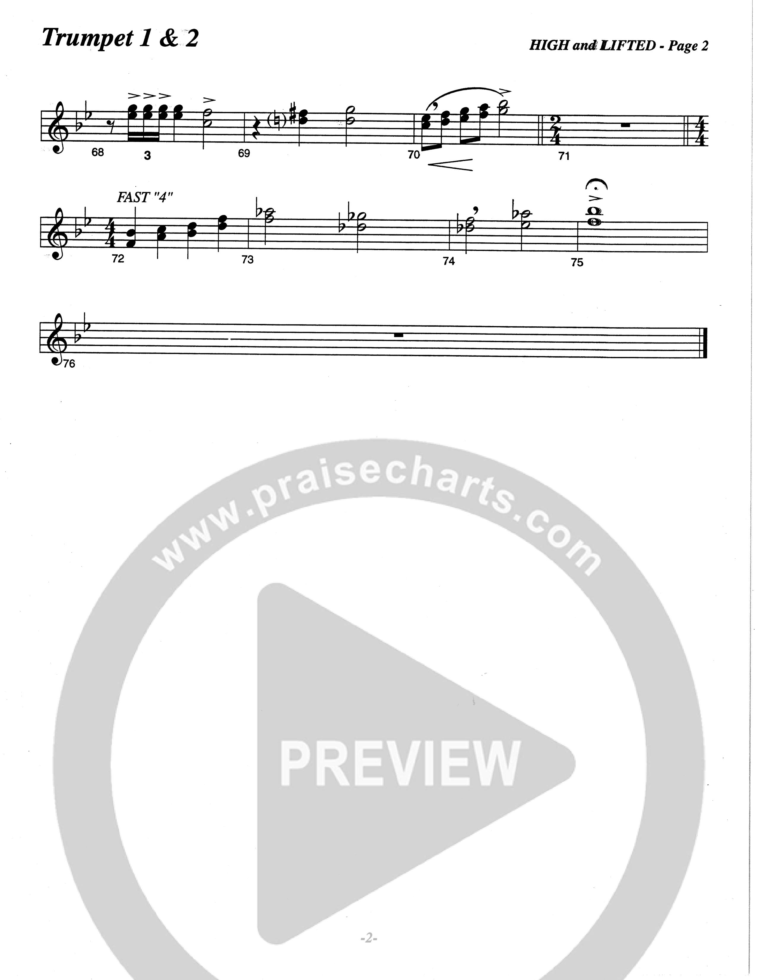 High And Lifted Up (Choral Anthem SATB) Trumpet 1,2 (The Brooklyn Tabernacle Choir / Arr. Carol Cymbala)