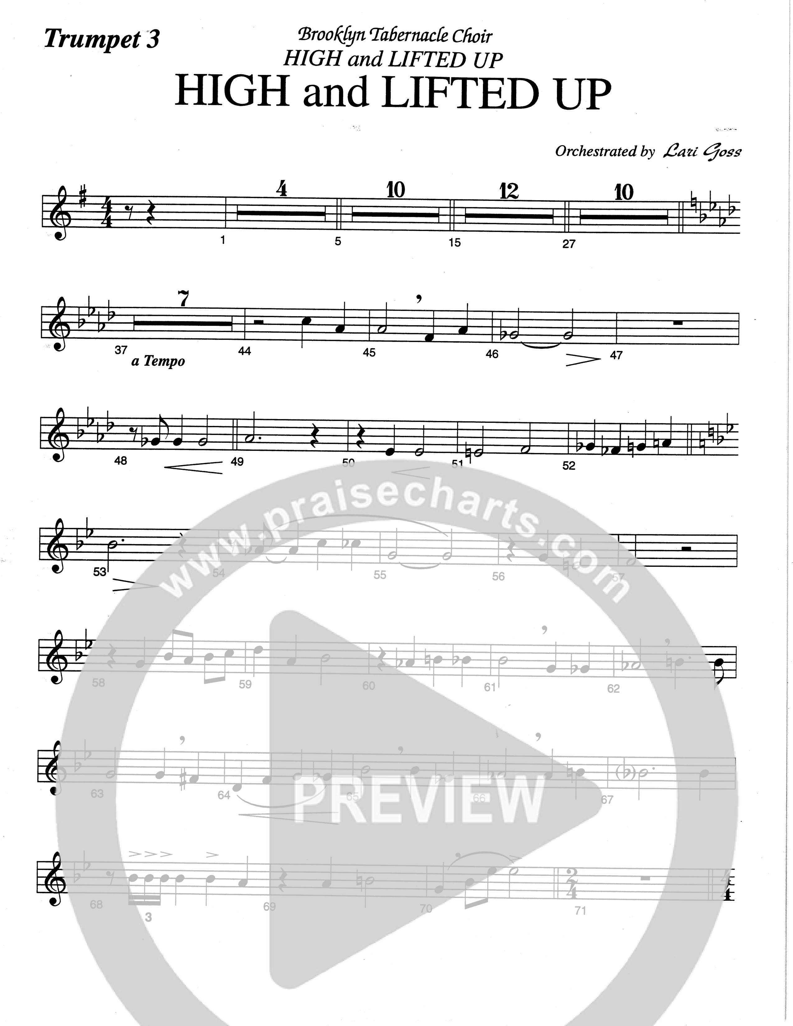 High And Lifted Up (Choral Anthem SATB) Trumpet 3 (The Brooklyn Tabernacle Choir / Arr. Carol Cymbala)