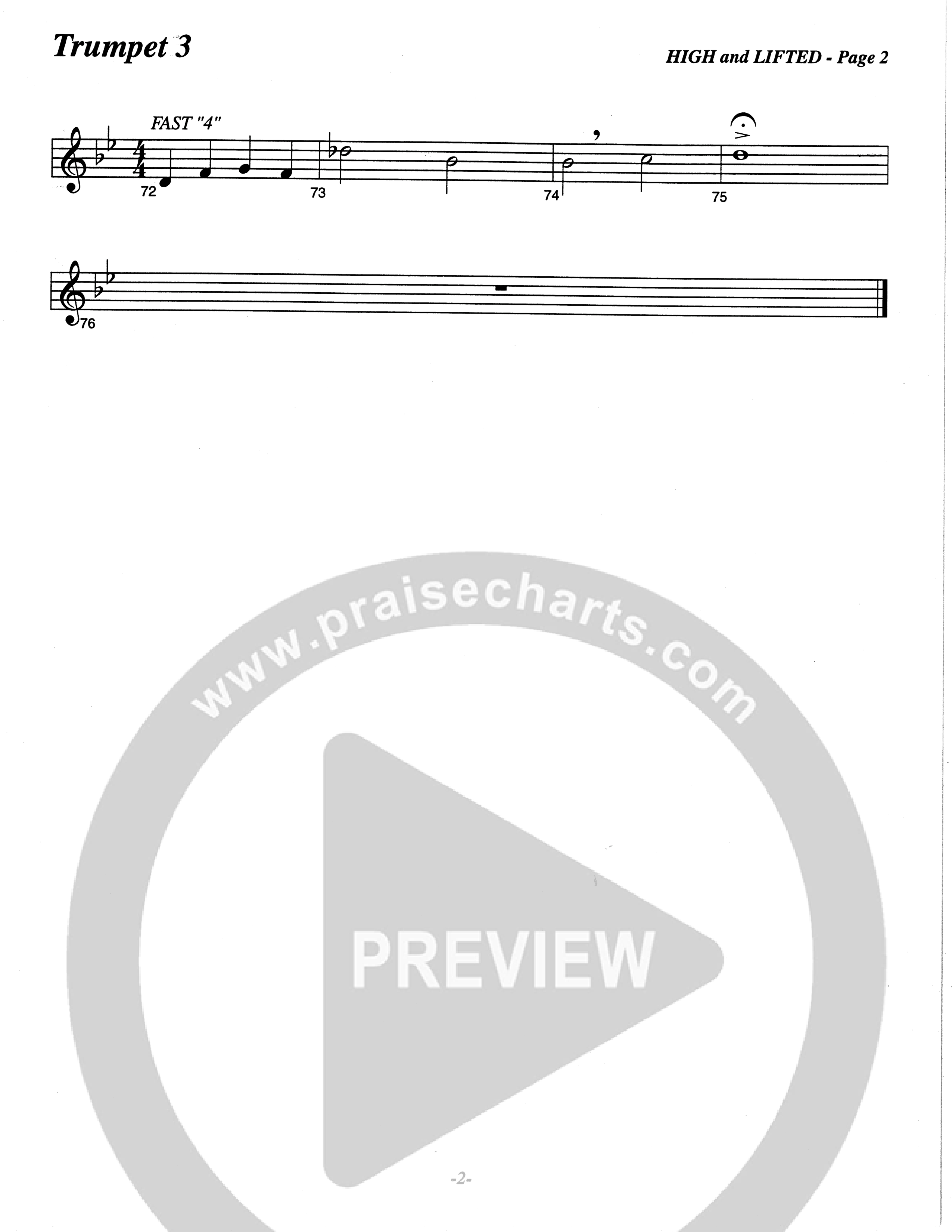 High And Lifted Up (Choral Anthem SATB) Trumpet 3 (The Brooklyn Tabernacle Choir / Arr. Carol Cymbala)