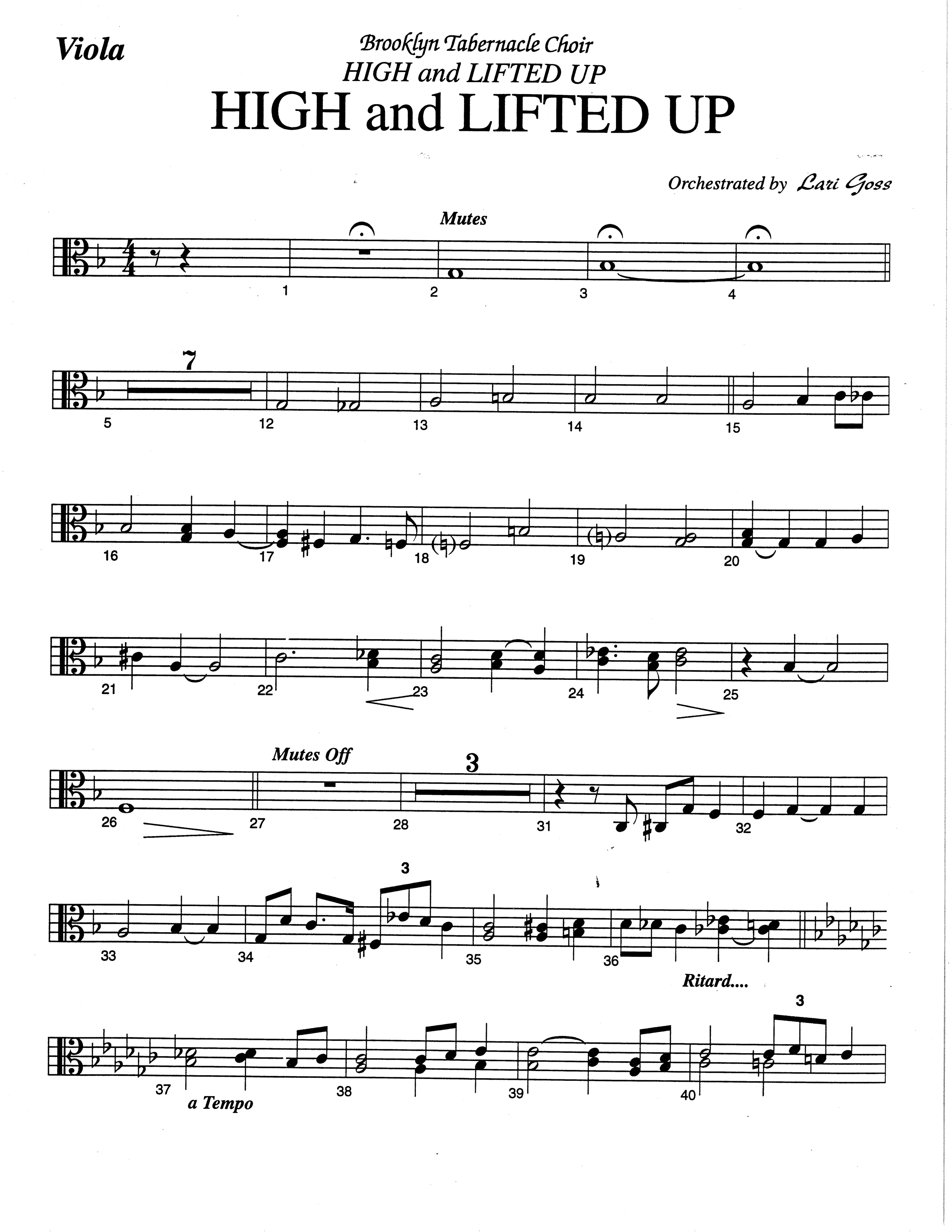High And Lifted Up (Choral Anthem SATB) Viola (The Brooklyn Tabernacle Choir / Arr. Carol Cymbala)