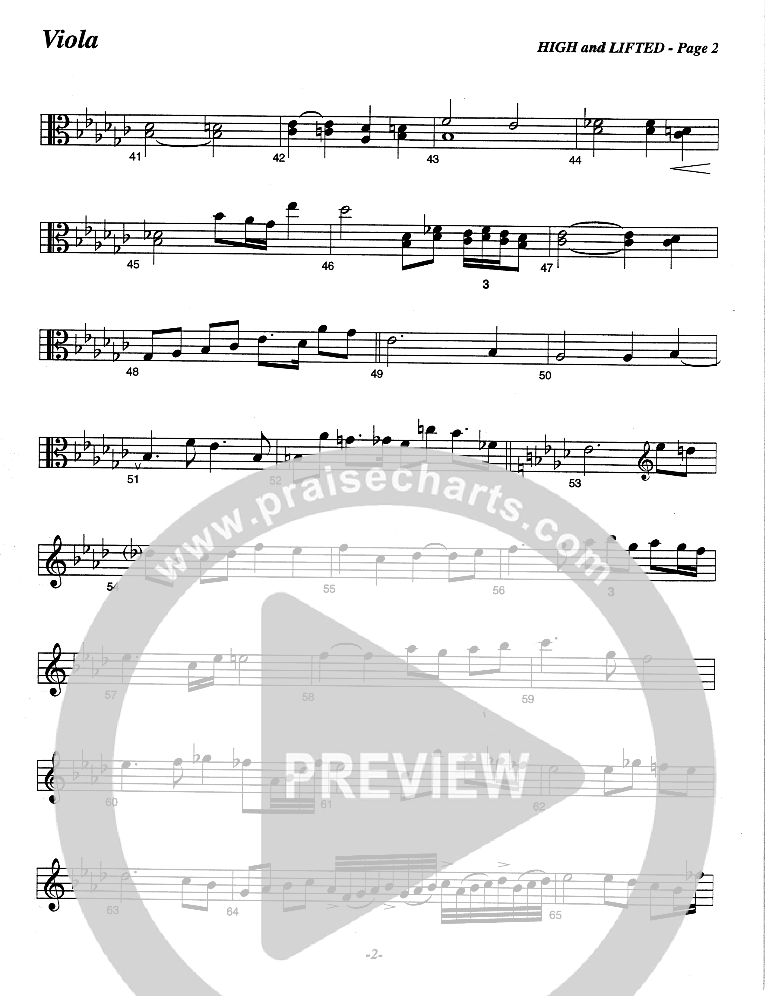High And Lifted Up (Choral Anthem SATB) Viola (The Brooklyn Tabernacle Choir / Arr. Carol Cymbala)