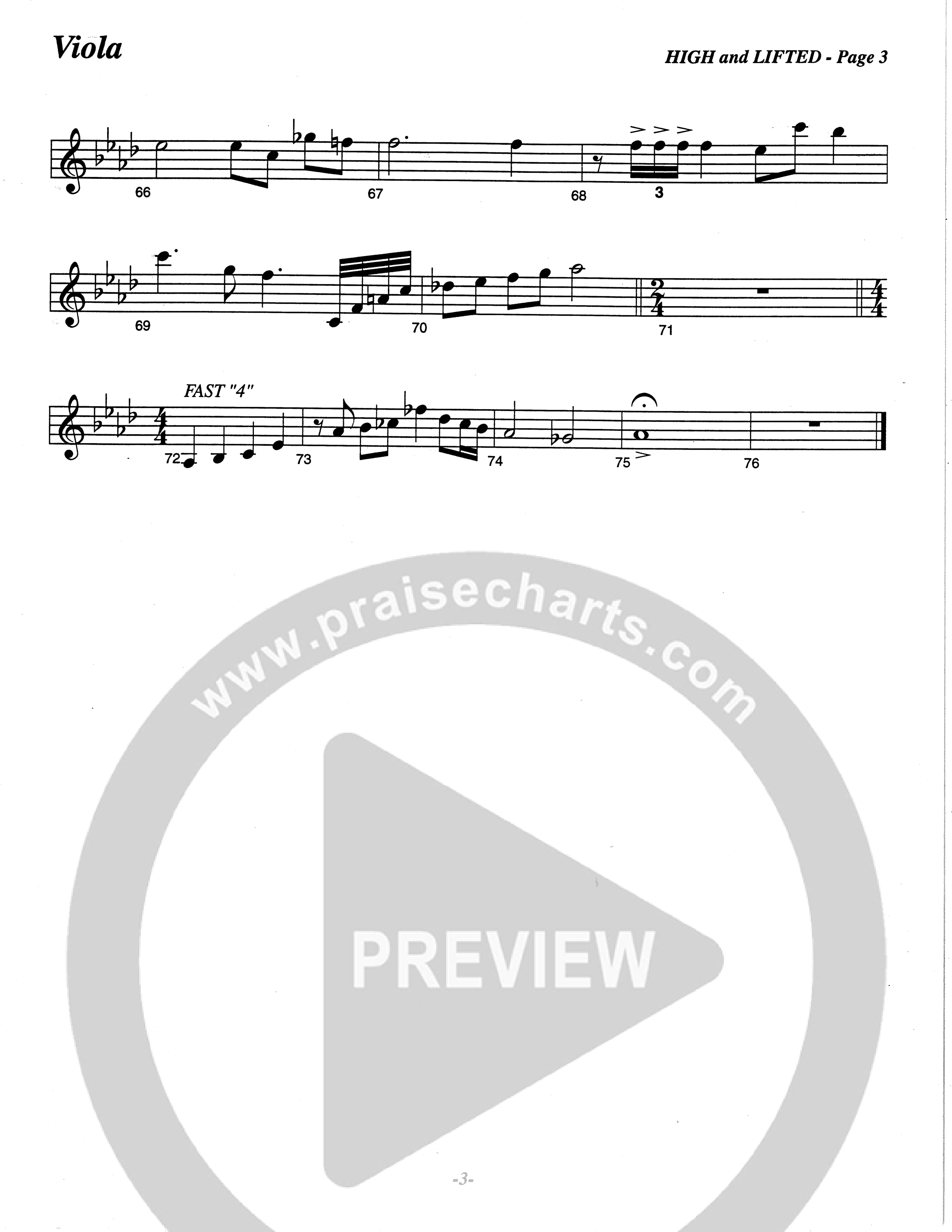 High And Lifted Up (Choral Anthem SATB) Viola (The Brooklyn Tabernacle Choir / Arr. Carol Cymbala)