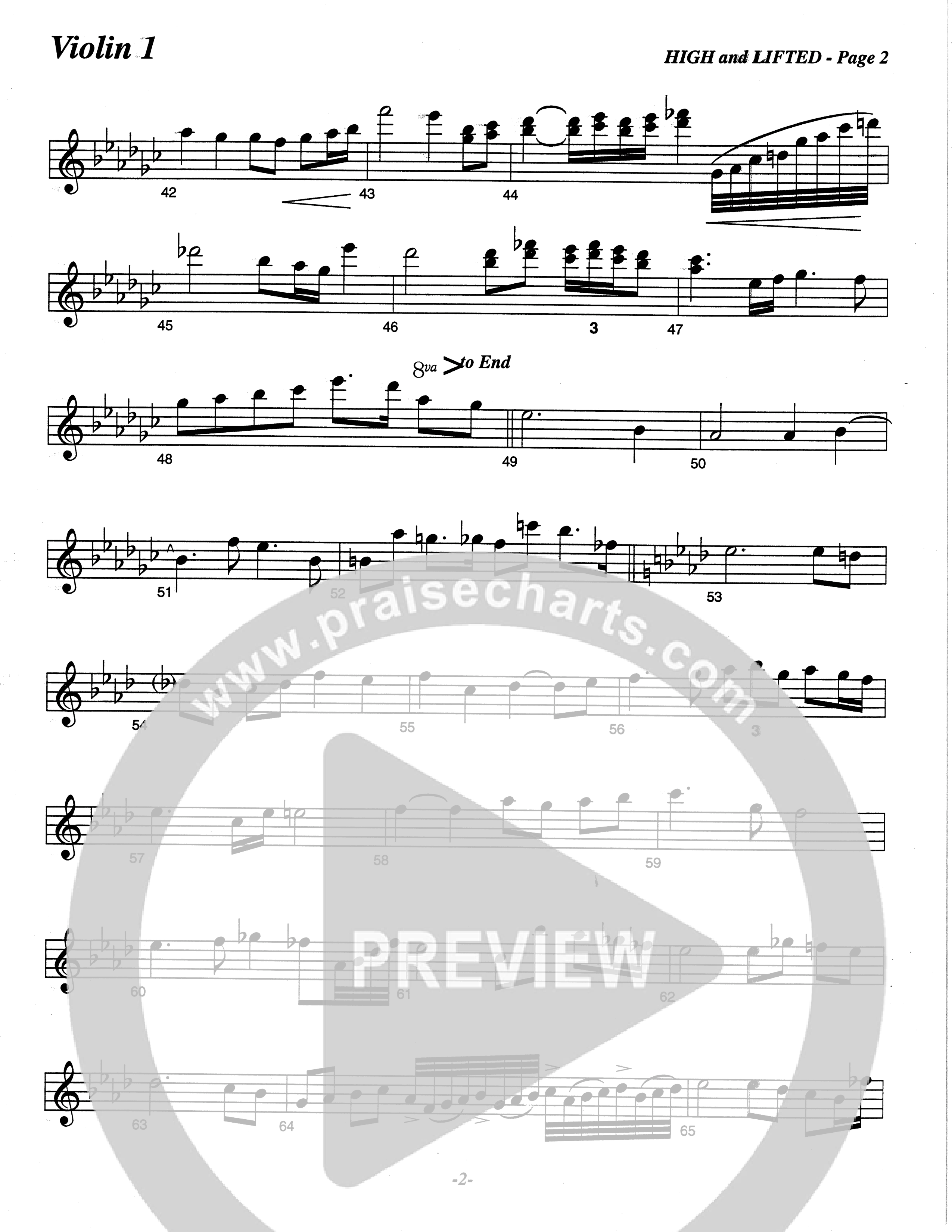 High And Lifted Up (Choral Anthem SATB) Violin 1 (The Brooklyn Tabernacle Choir / Arr. Carol Cymbala)