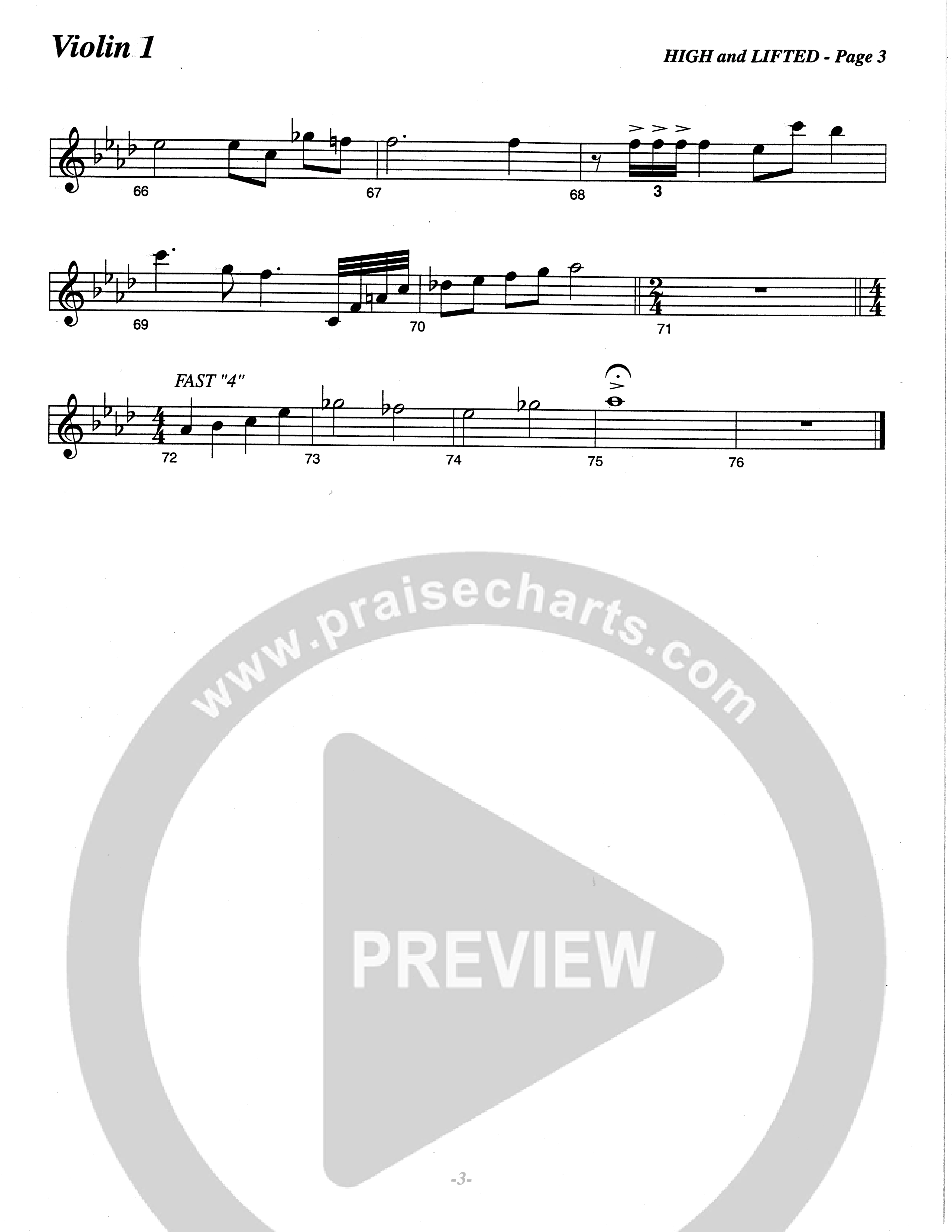 High And Lifted Up (Choral Anthem SATB) Violin 1 (The Brooklyn Tabernacle Choir / Arr. Carol Cymbala)