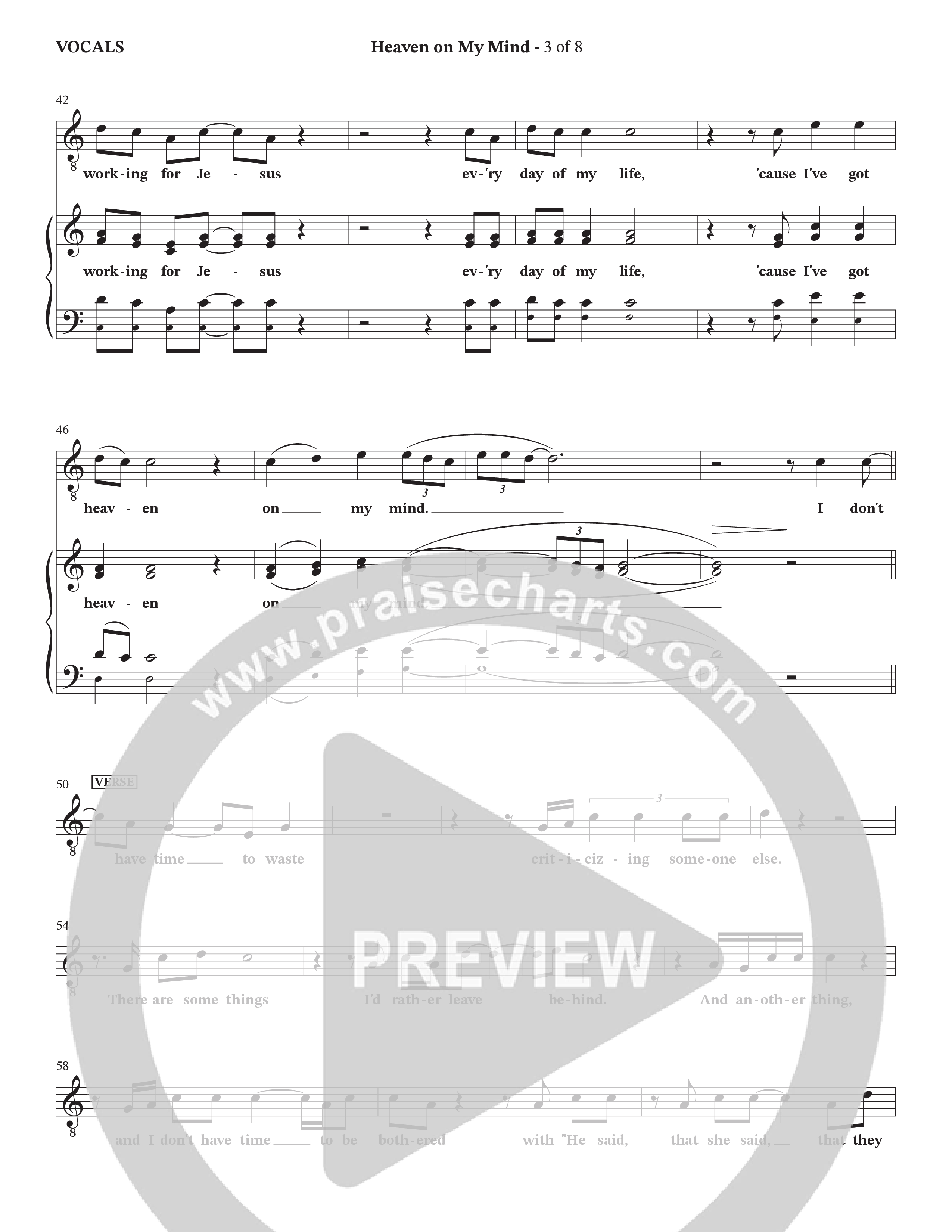 Heaven On My Mind (Choral Anthem SATB) Choir Sheet (SATB) (The Brooklyn Tabernacle Choir / Arr. Carol Cymbala / Orch. Lari Goss)