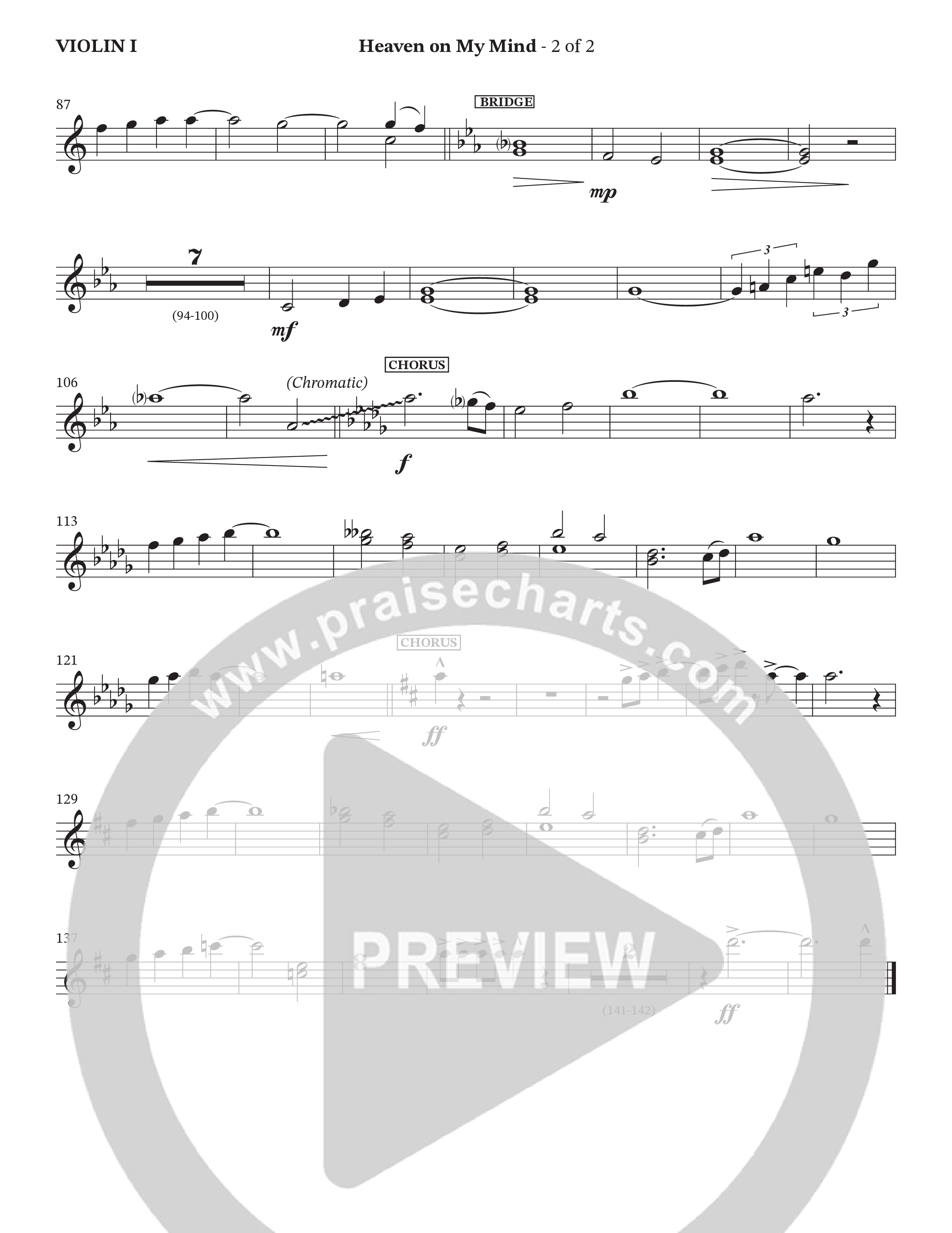 Heaven On My Mind (Choral Anthem SATB) Violin 1 (The Brooklyn Tabernacle Choir / Arr. Carol Cymbala / Orch. Lari Goss)