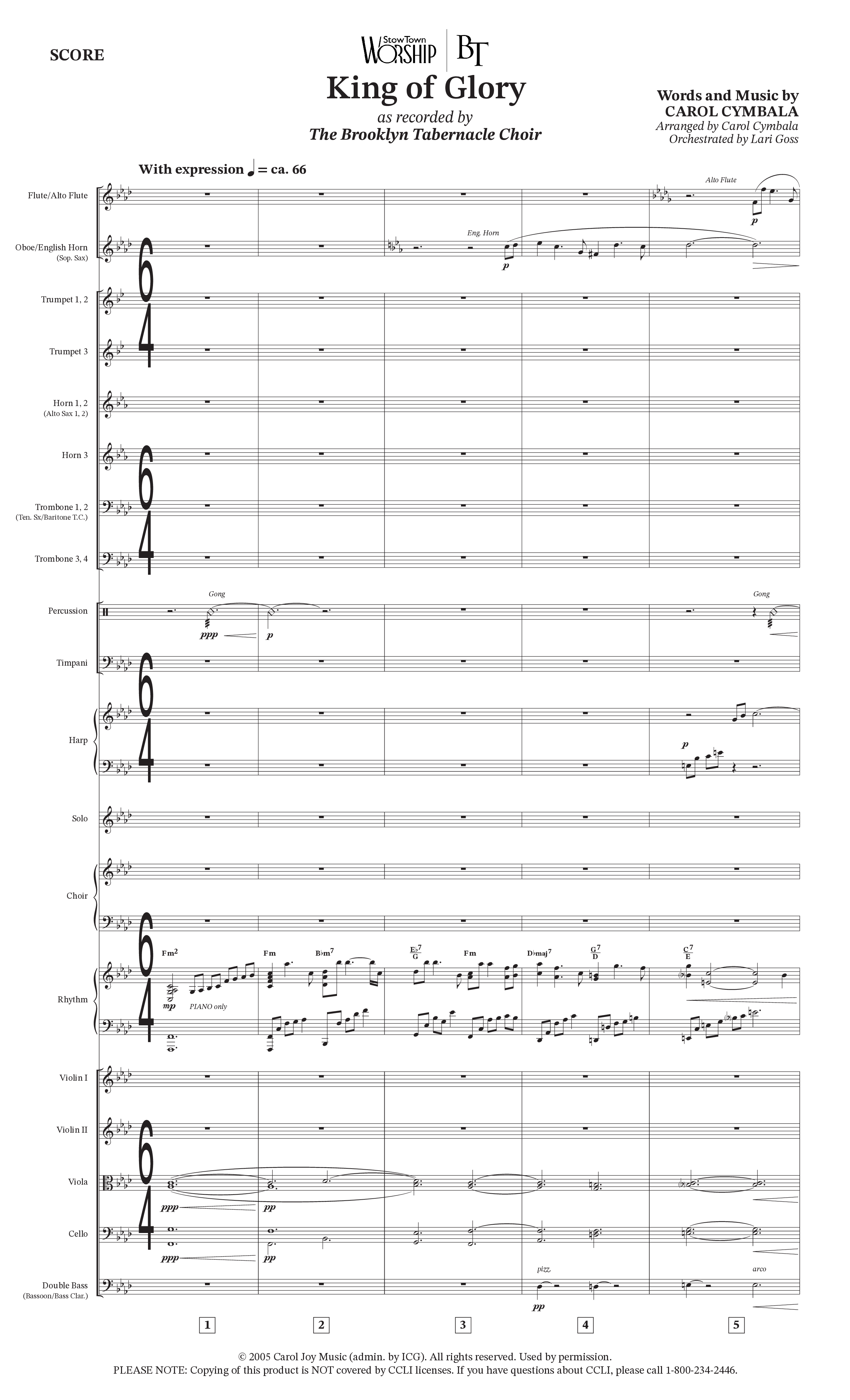 King Of Glory (Choral Anthem SATB) Conductor's Score (The Brooklyn Tabernacle Choir / Arr. Carol Cymbala / Orch. Lari Goss)