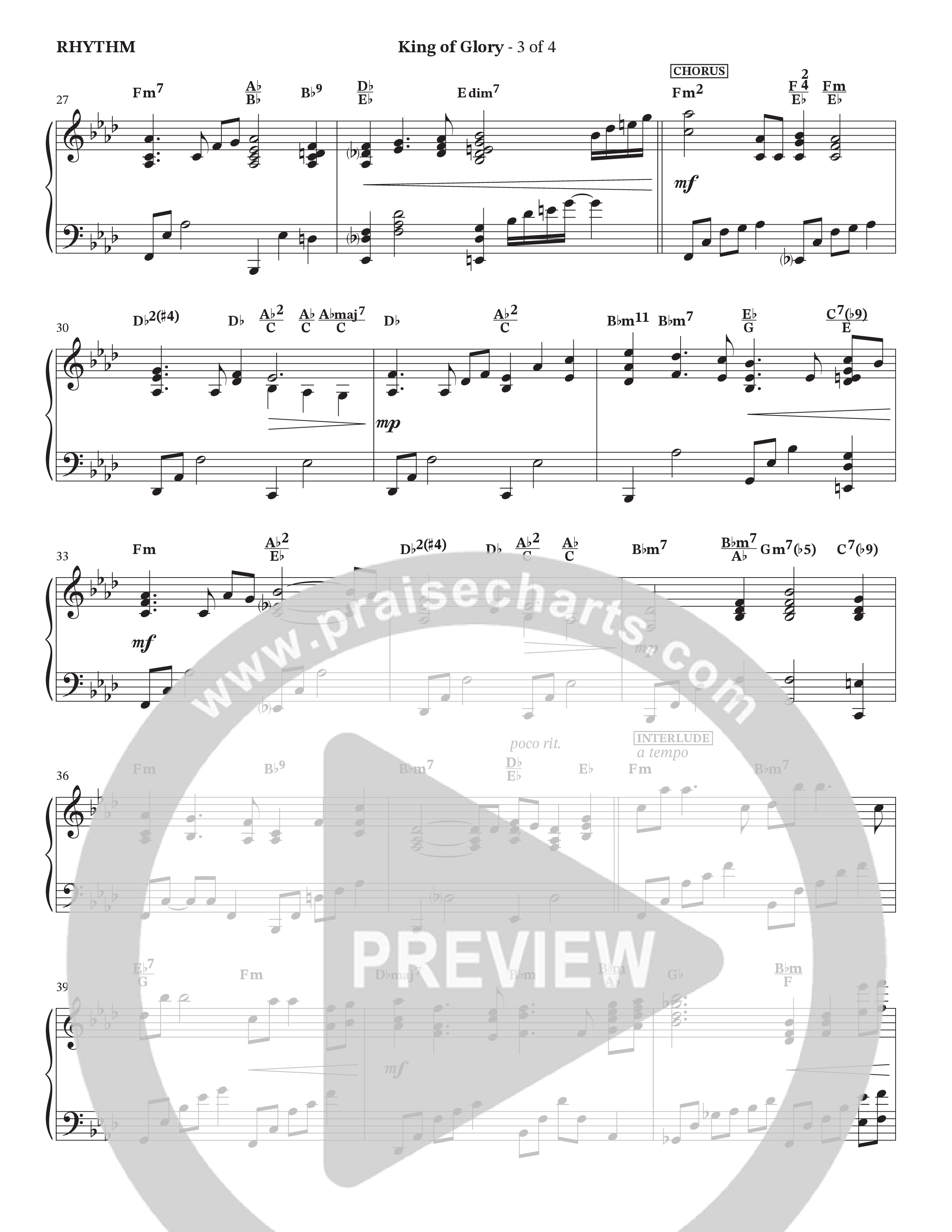King Of Glory (Choral Anthem SATB) Rhythm Chart (The Brooklyn Tabernacle Choir / Arr. Carol Cymbala / Orch. Lari Goss)