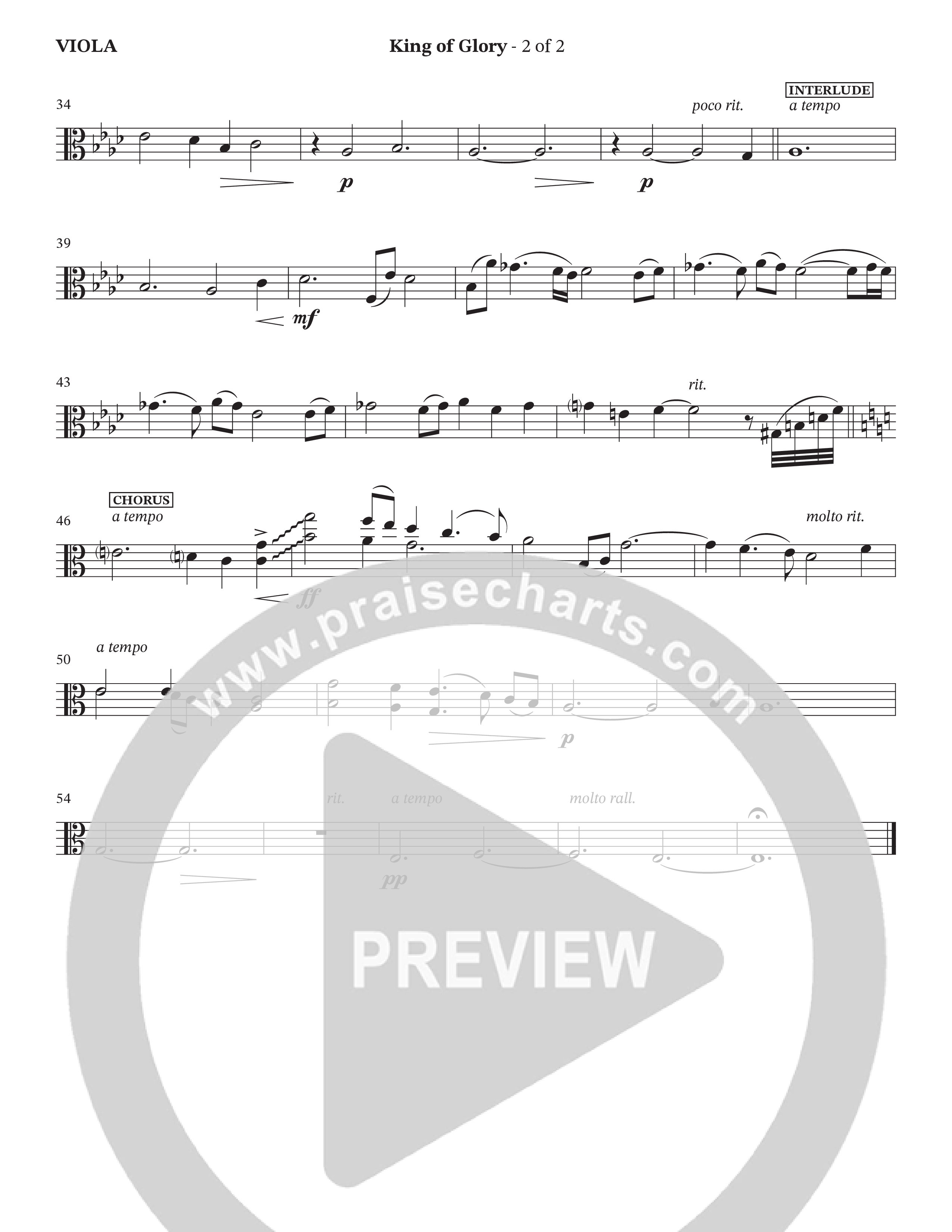 King Of Glory (Choral Anthem SATB) Viola (The Brooklyn Tabernacle Choir / Arr. Carol Cymbala / Orch. Lari Goss)