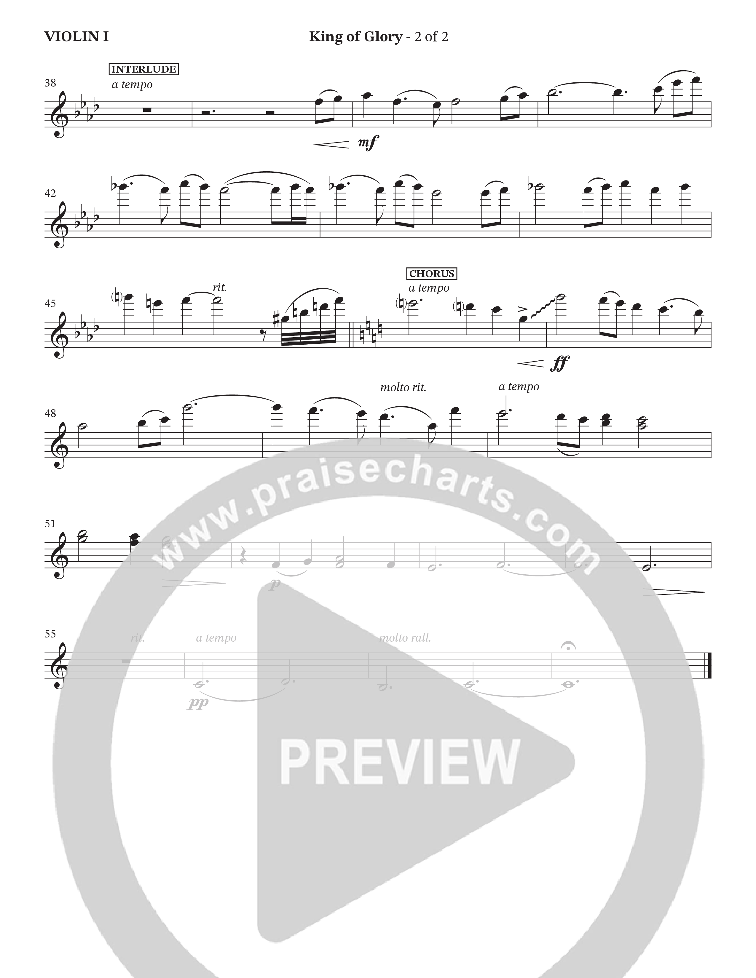 King Of Glory (Choral Anthem SATB) Violin 1 (The Brooklyn Tabernacle Choir / Arr. Carol Cymbala / Orch. Lari Goss)