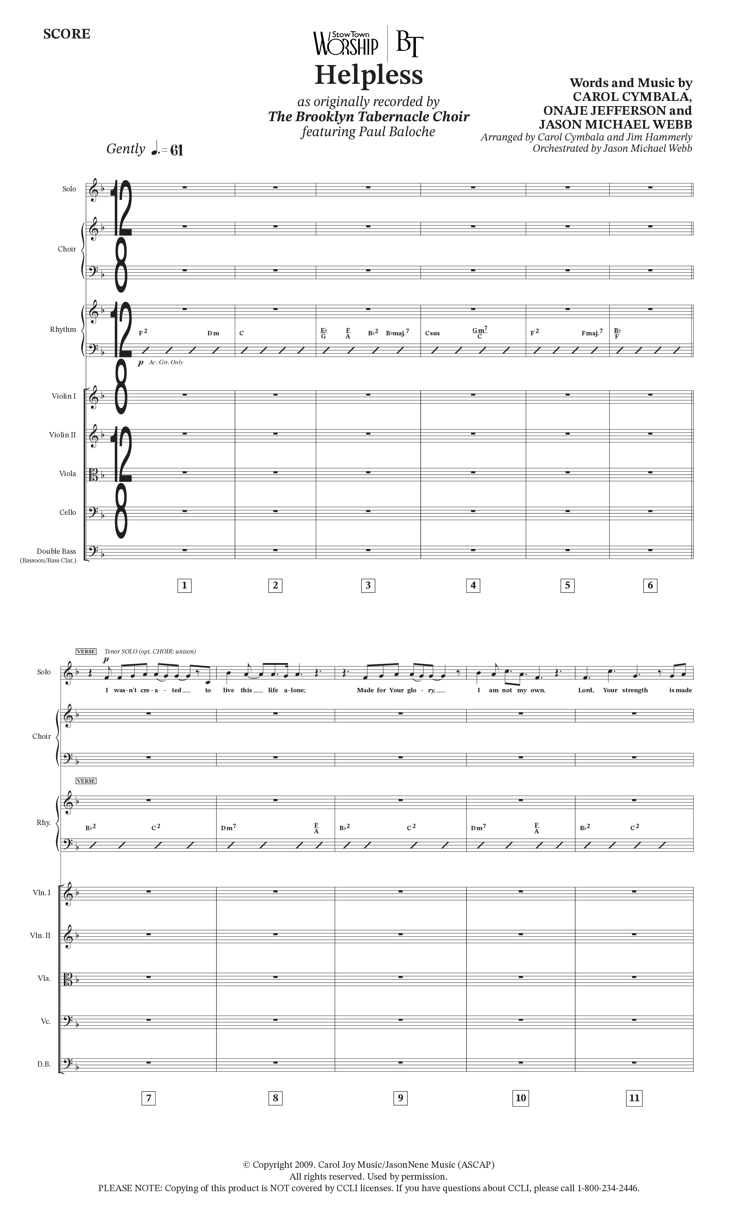 Helpless (Choral Anthem SATB) String Ensemble (The Brooklyn Tabernacle Choir)