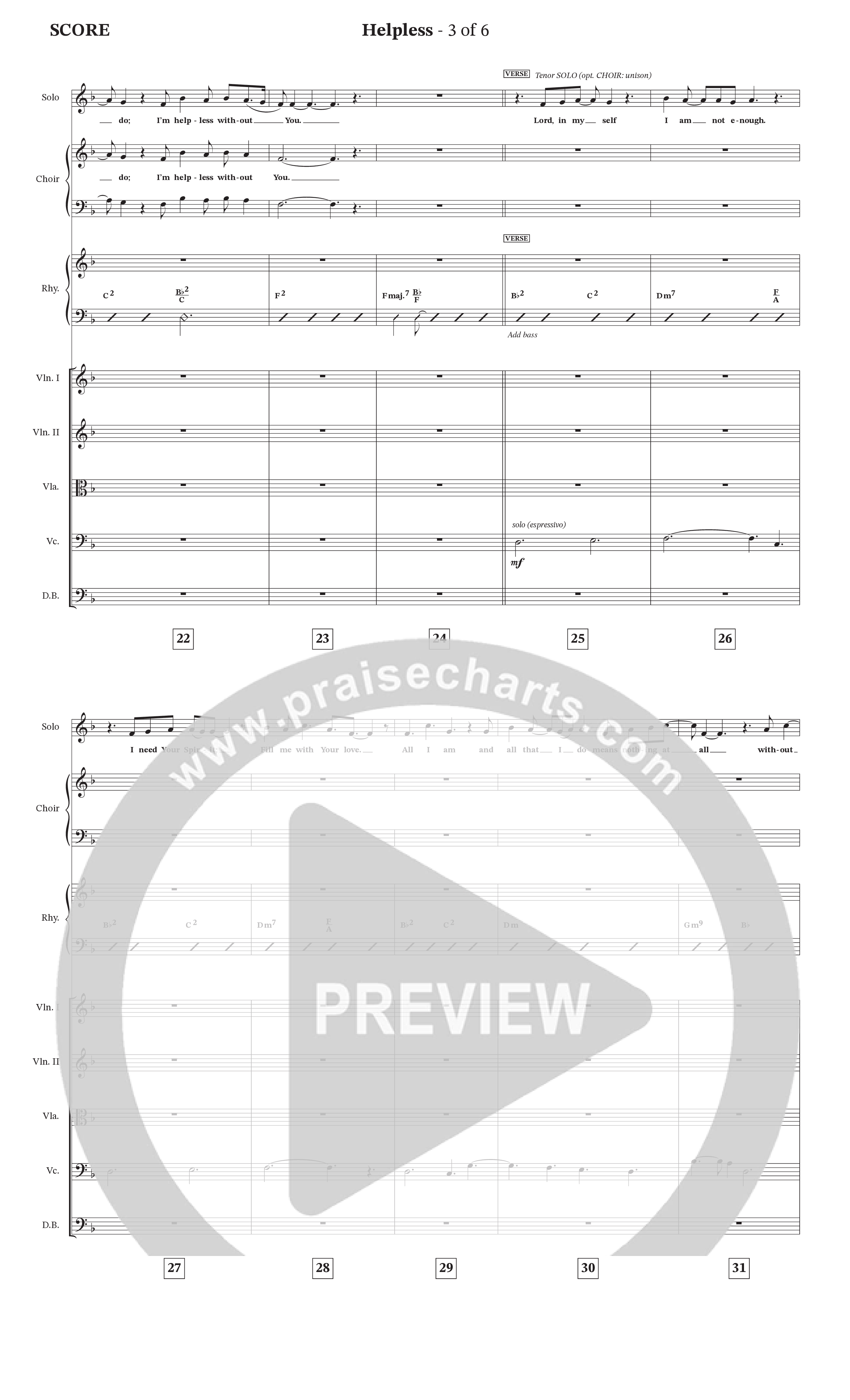 Helpless (Choral Anthem SATB) String Ensemble (The Brooklyn Tabernacle Choir)
